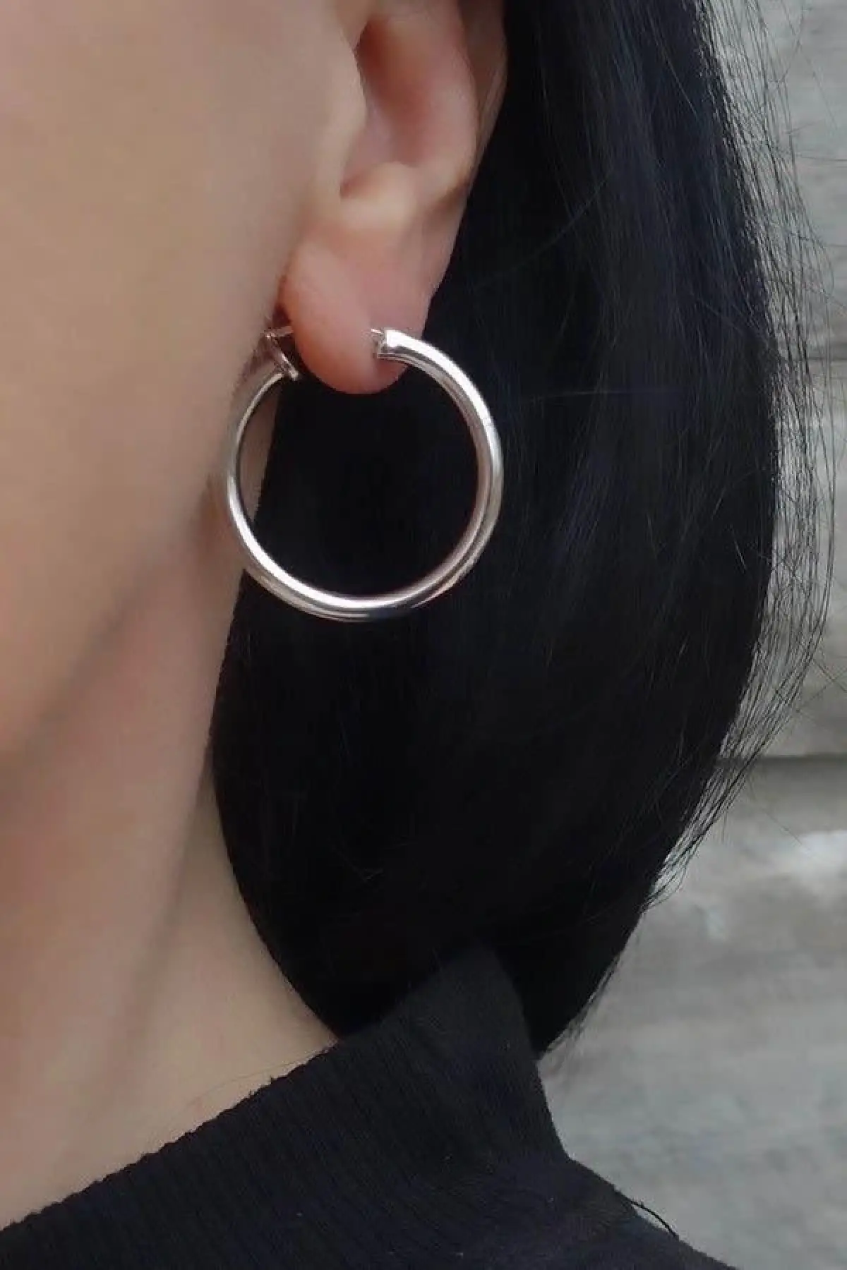 Gümüş Renk Halka Küpe (Çift)