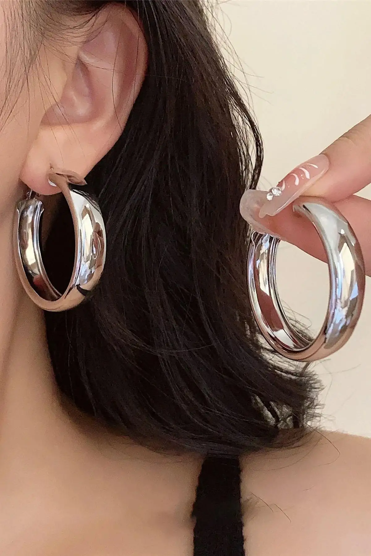 Gümüş Renk Halka Küpe (Çift)