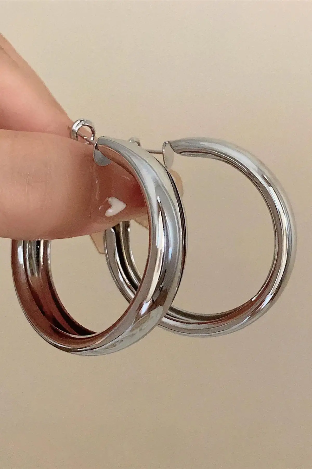 Gümüş Renk Halka Küpe (Çift)