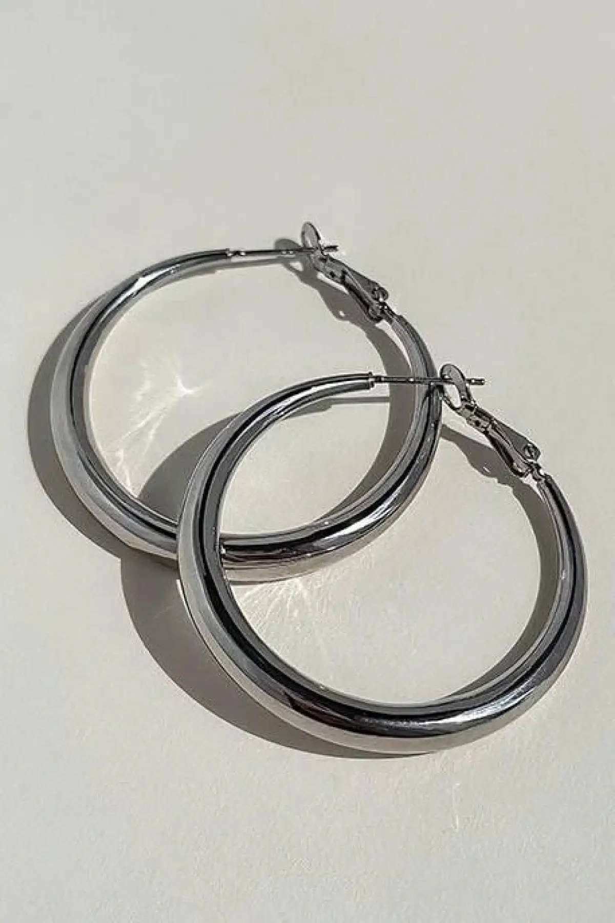 Gümüş Renk Halka Küpe (Çift)