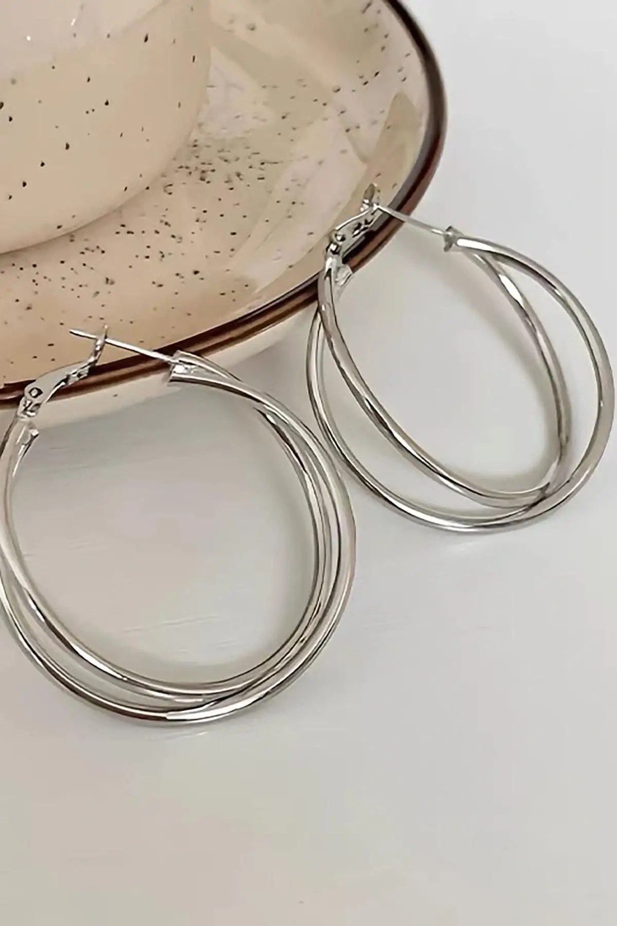 Gümüş Renk Halka Küpe (Çift)