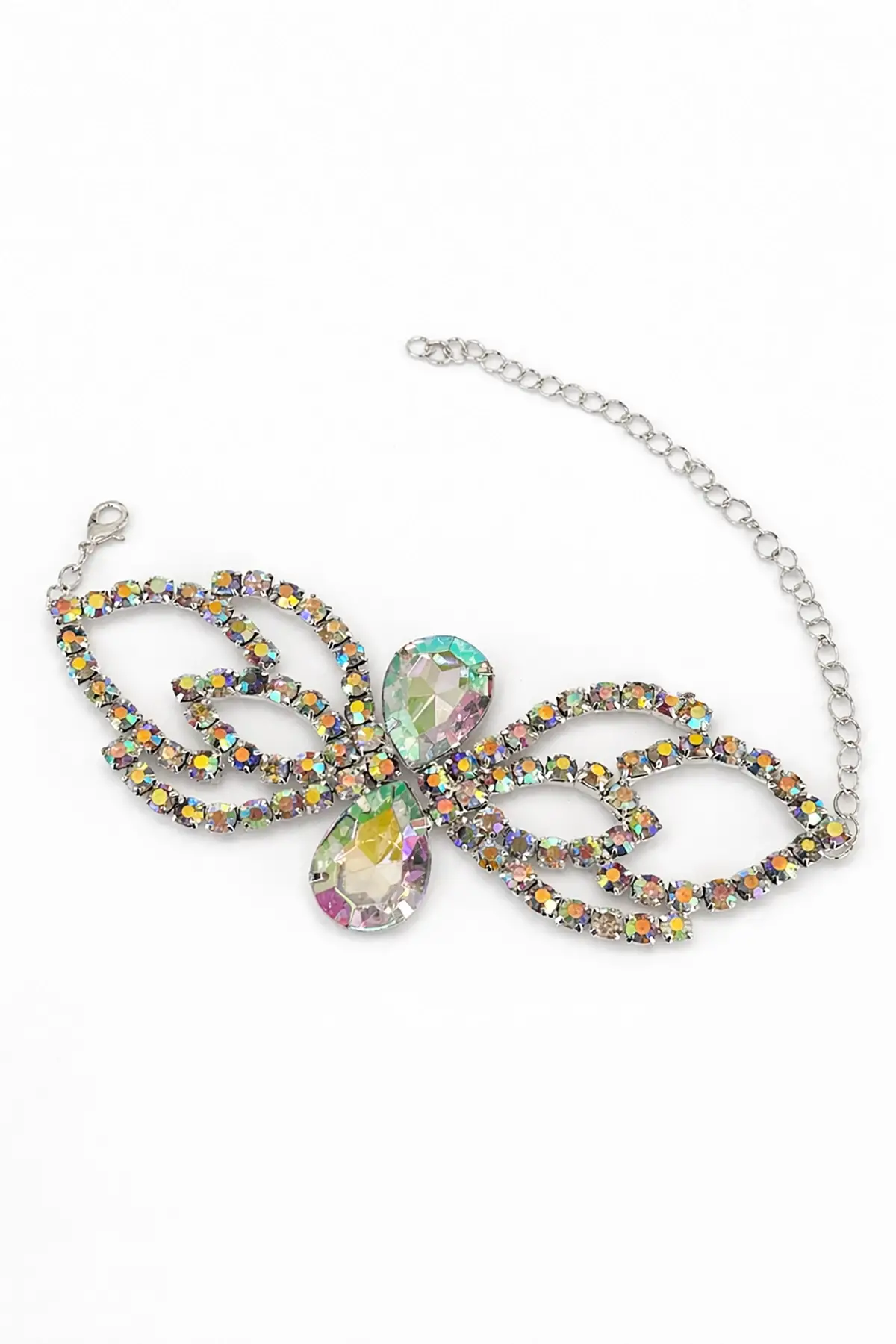 Gümüş Renk Hologram Taş Detaylı Tasarım Halhal