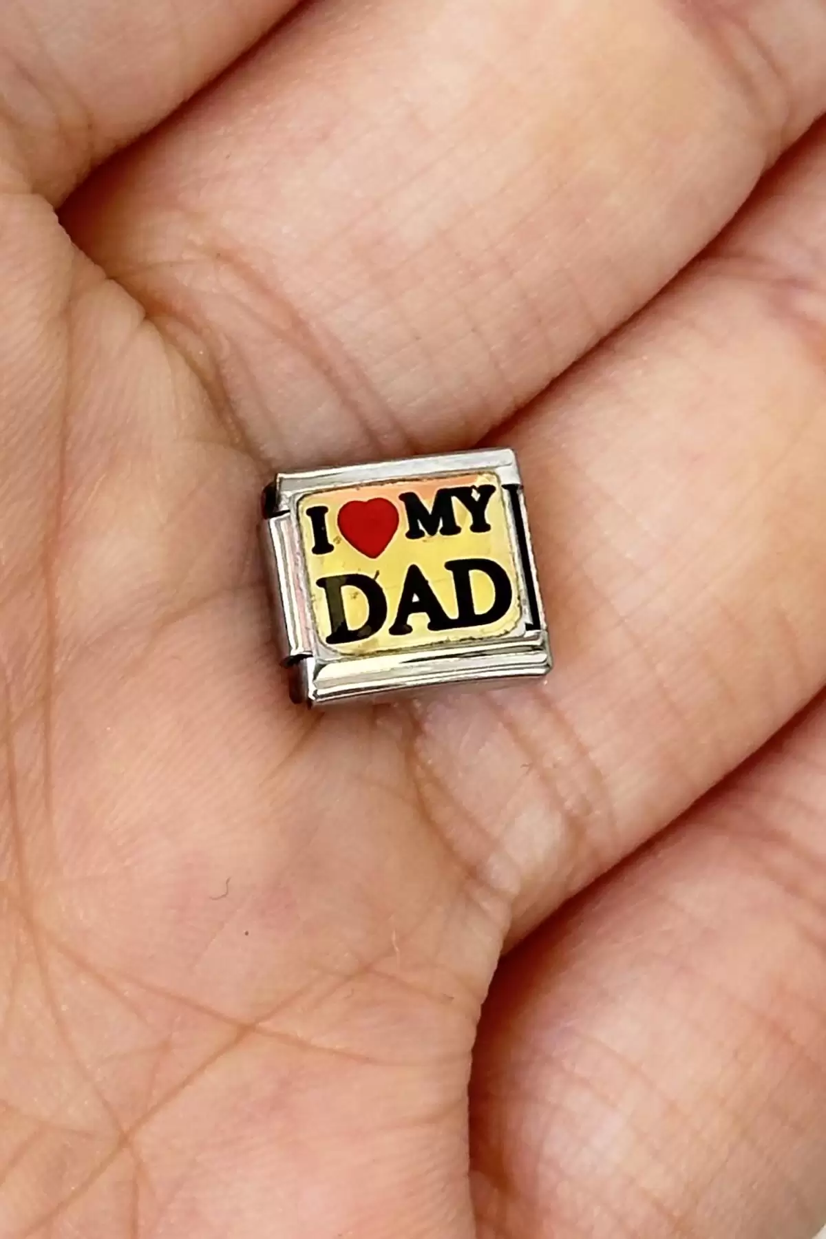 Gümüş Renk I My Dad Yazılı Çelik Nomination Charm (Tek)