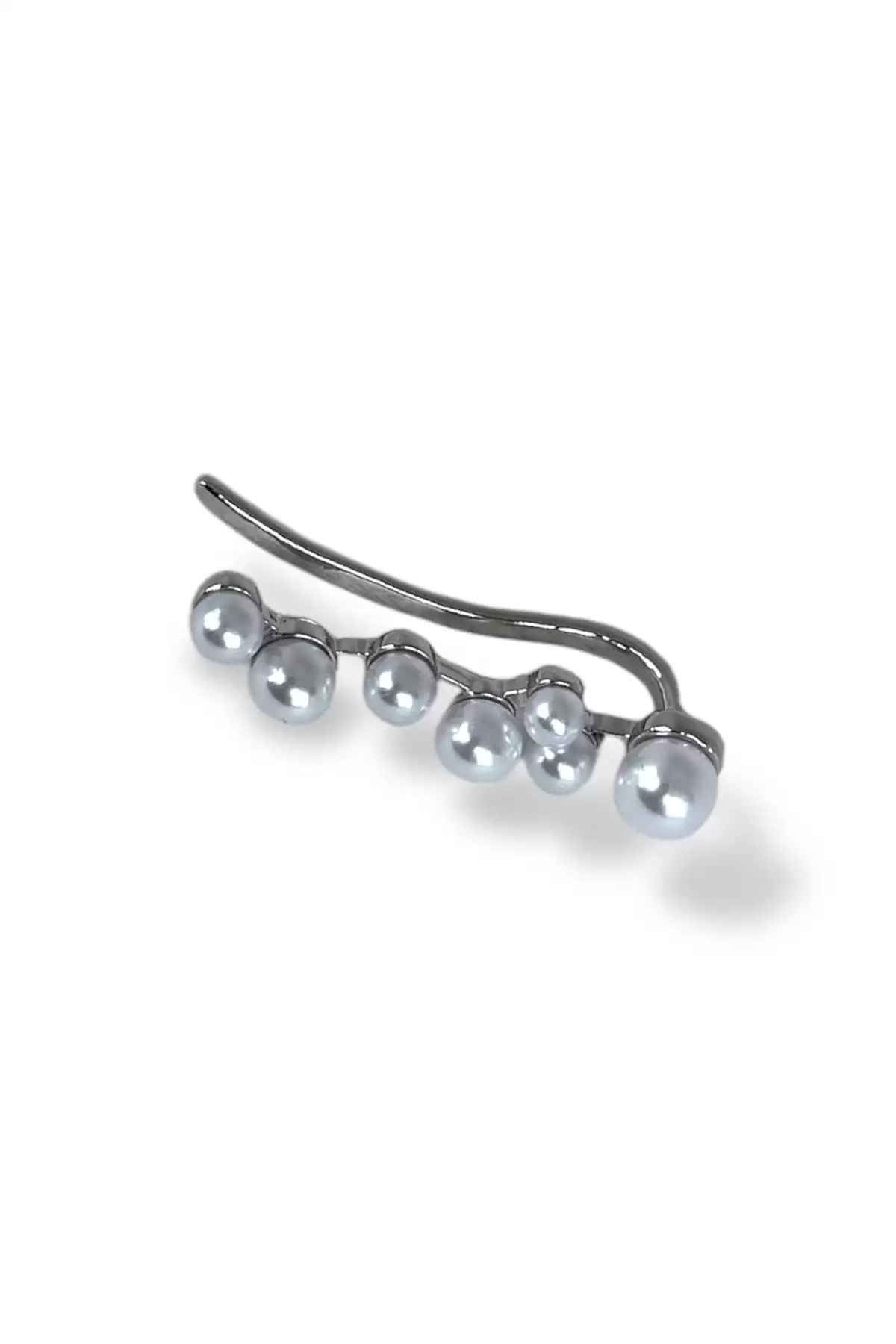Gümüş Renk İnci Detaylı Ear Cuff Küpe (Çift)