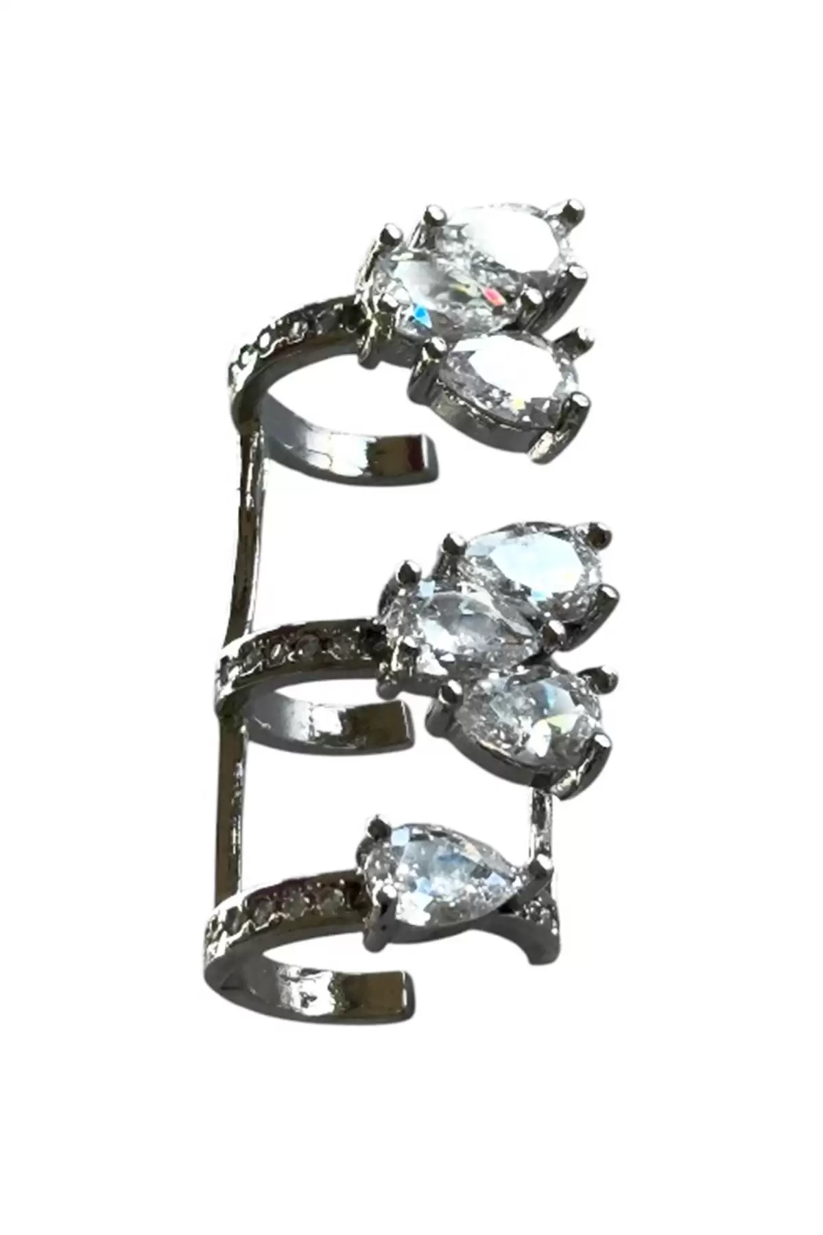 Gümüş Renk Kalp Figürlü Ear Cuff Küpe (Tek)