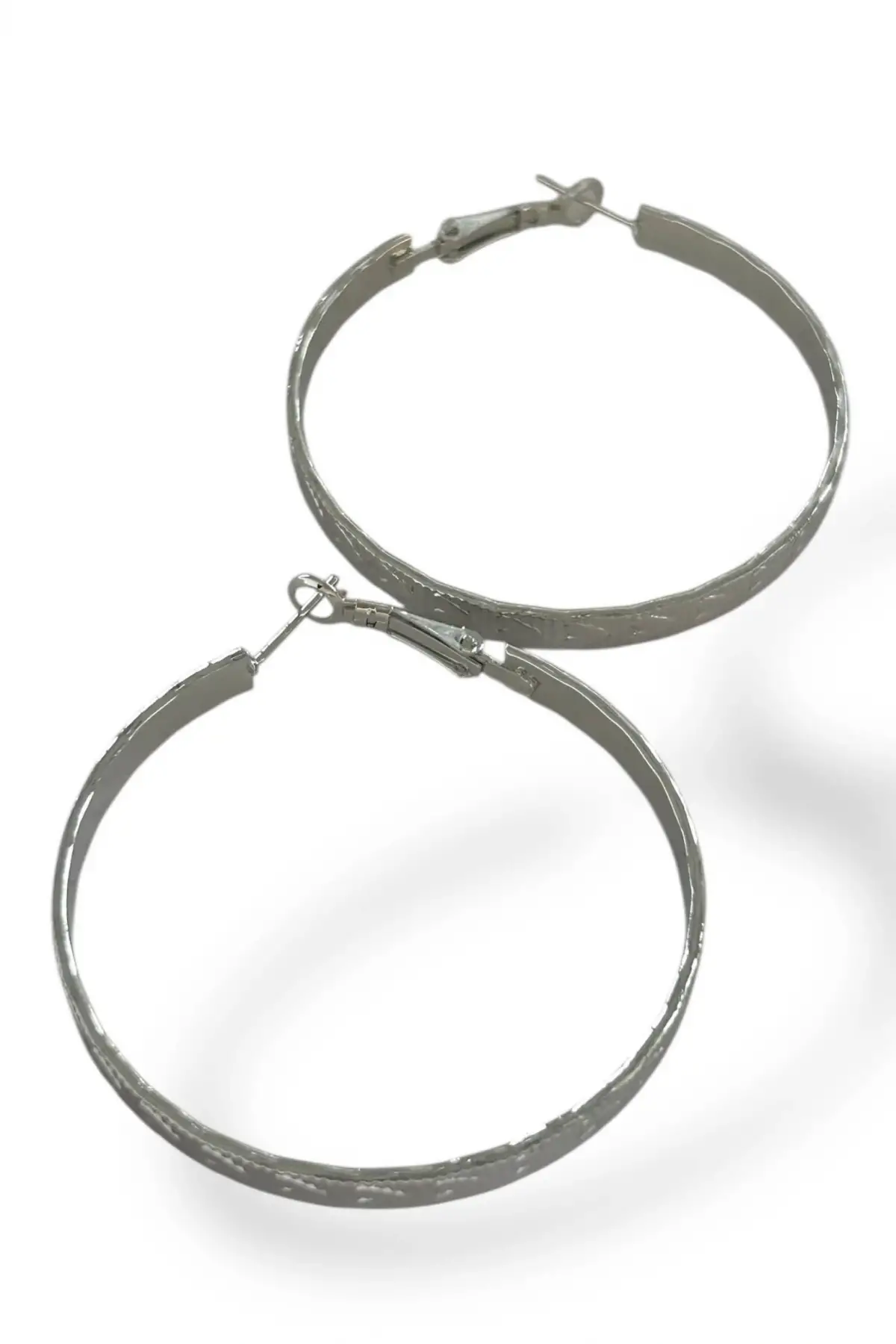 Gümüş Renk Kalp Halka Küpe (Çift)