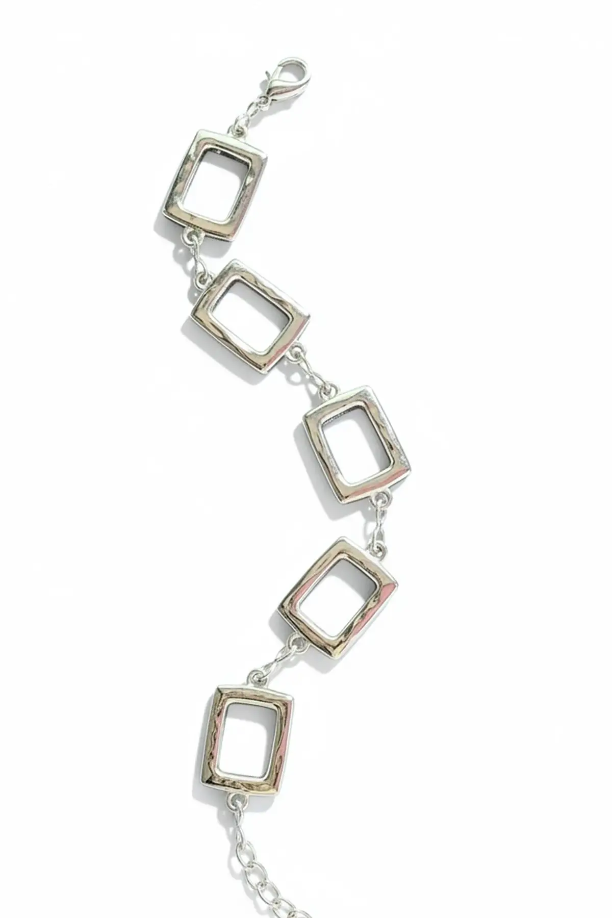 Gümüş Renk Kare Figürlü Zincir Kemer
