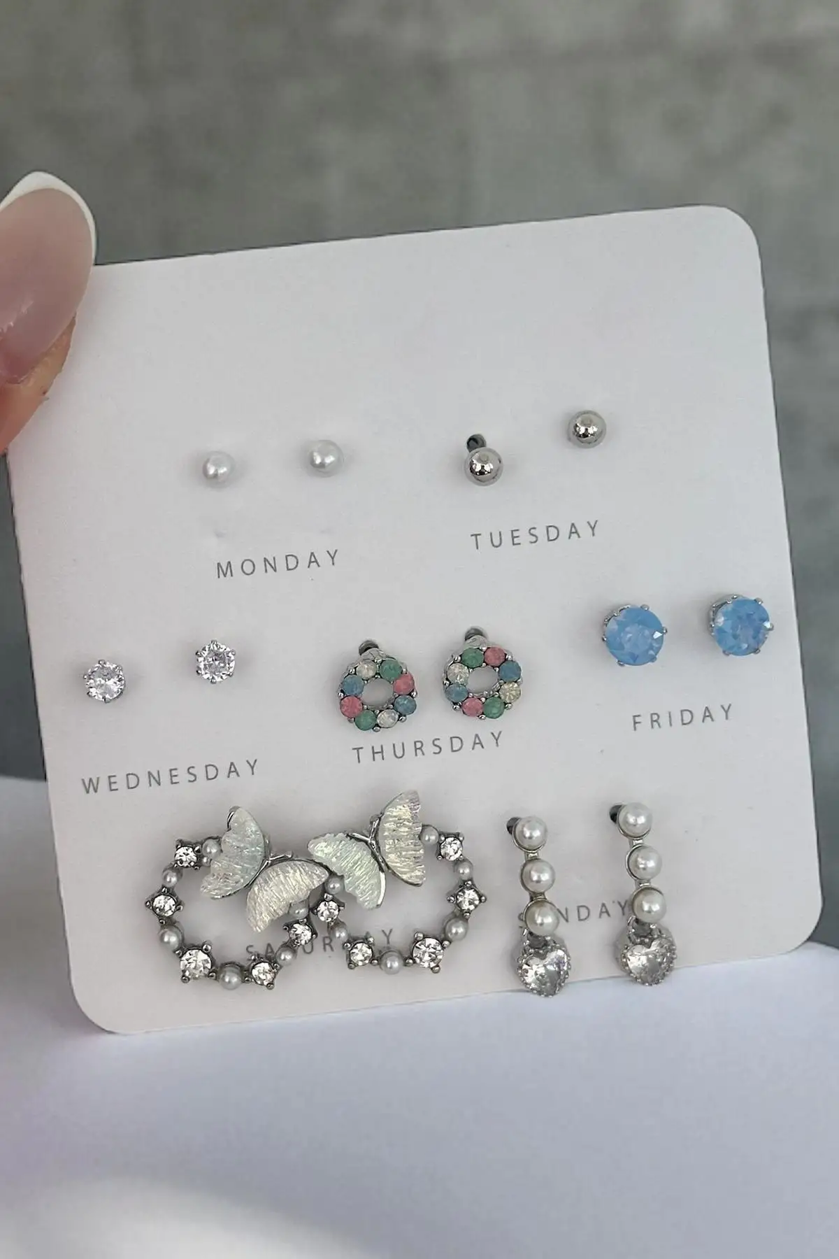 Gümüş Renk Karışık Figürlü 14lü Küpe Set
