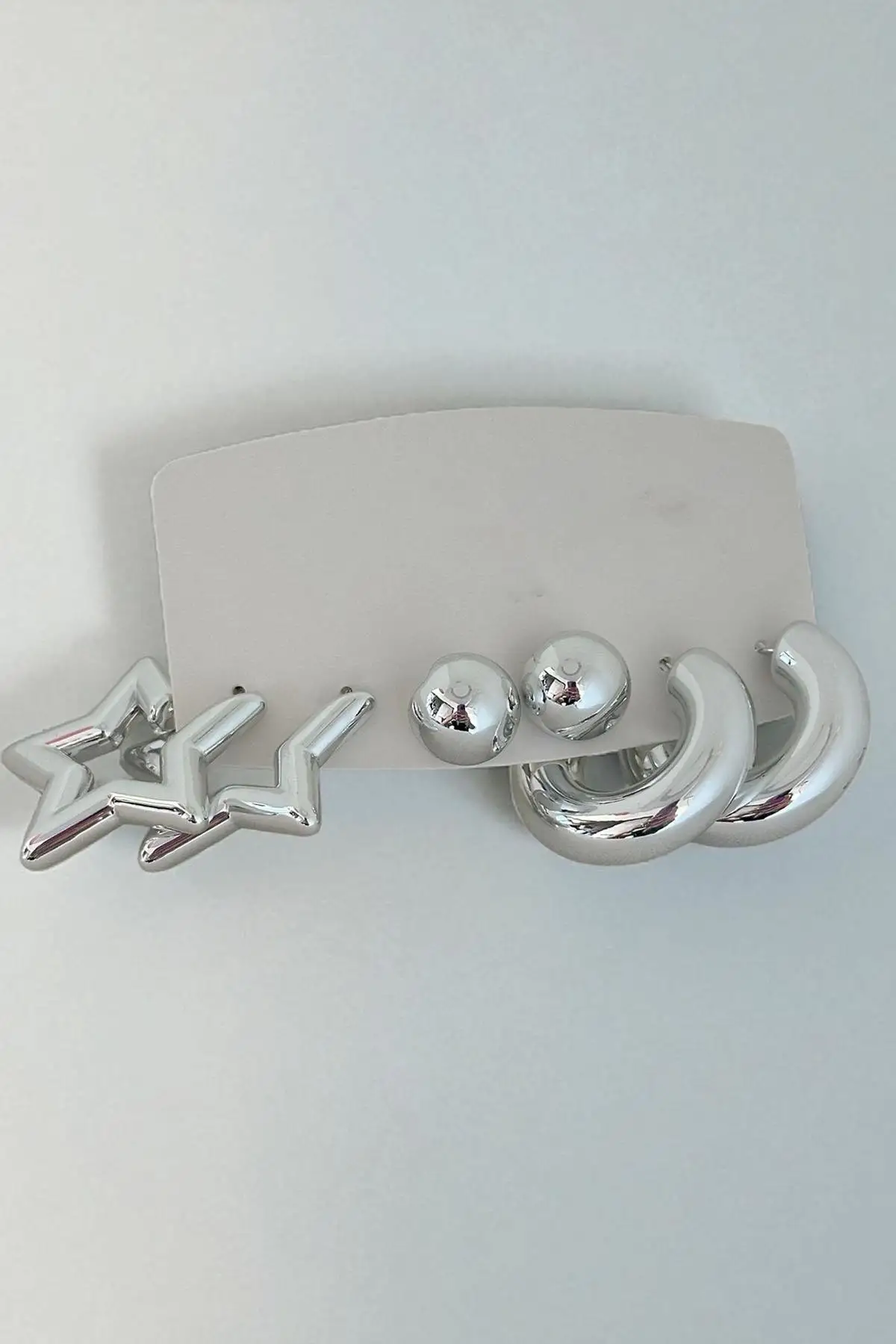 Gümüş Renk Karışık Figürlü 6lı Küpe Set