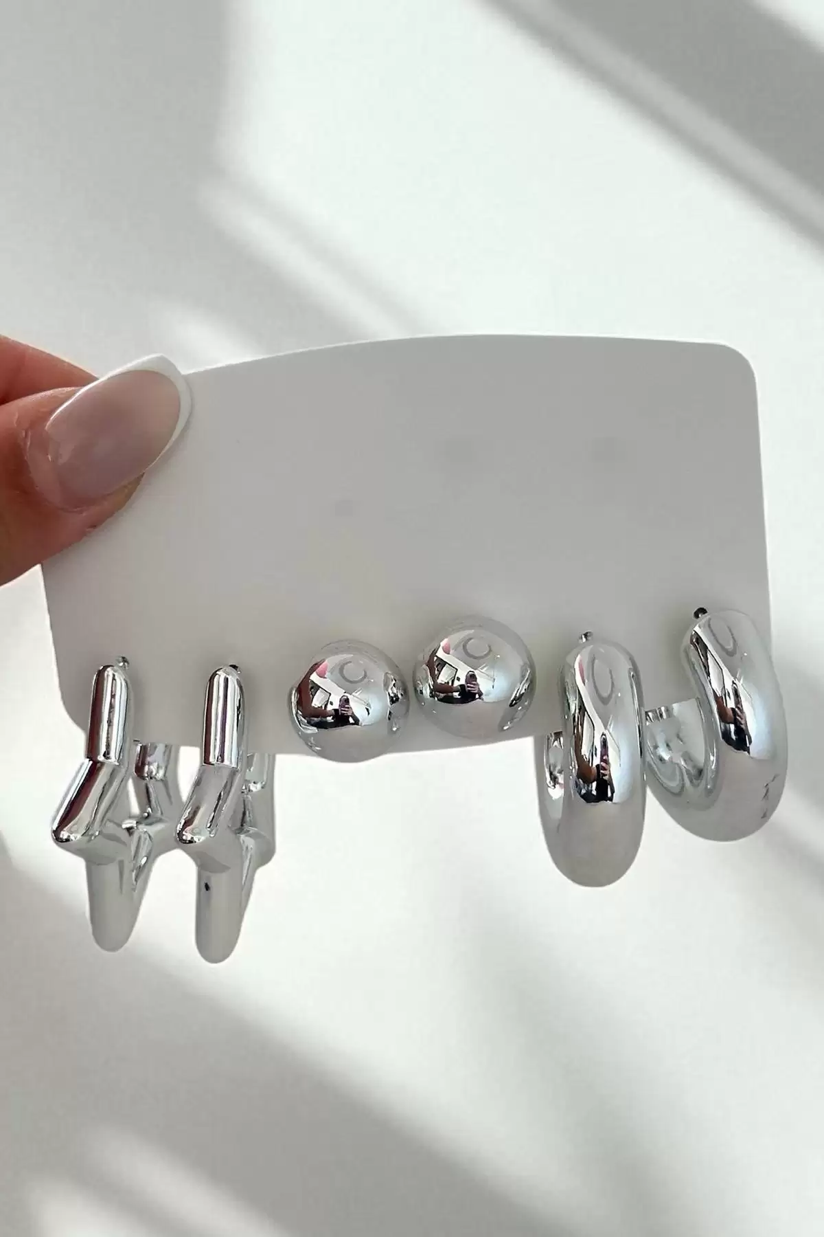 Gümüş Renk Karışık Figürlü 6lı Küpe Set