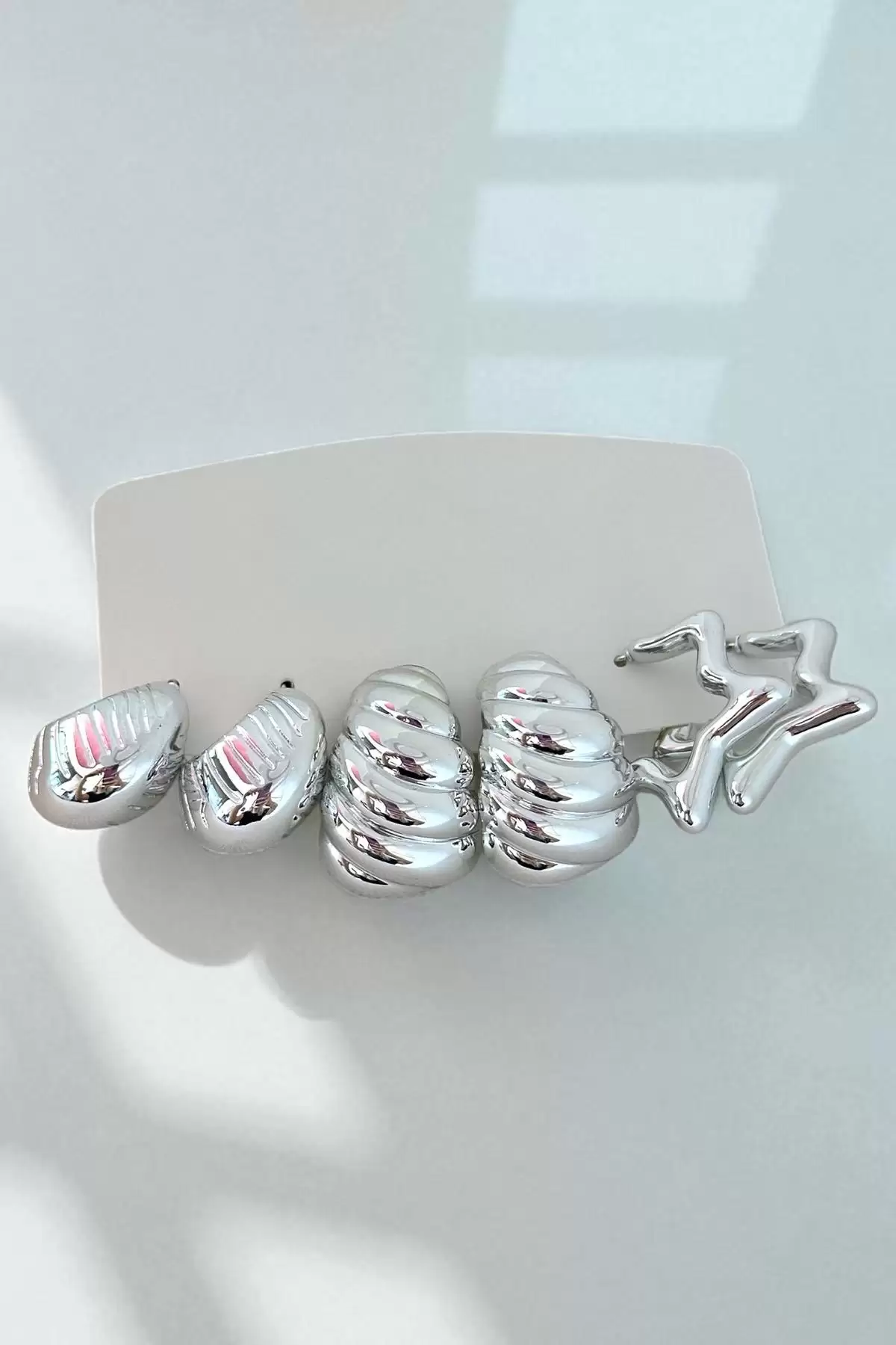 Gümüş Renk Karışık Figürlü 6lı Küpe Set