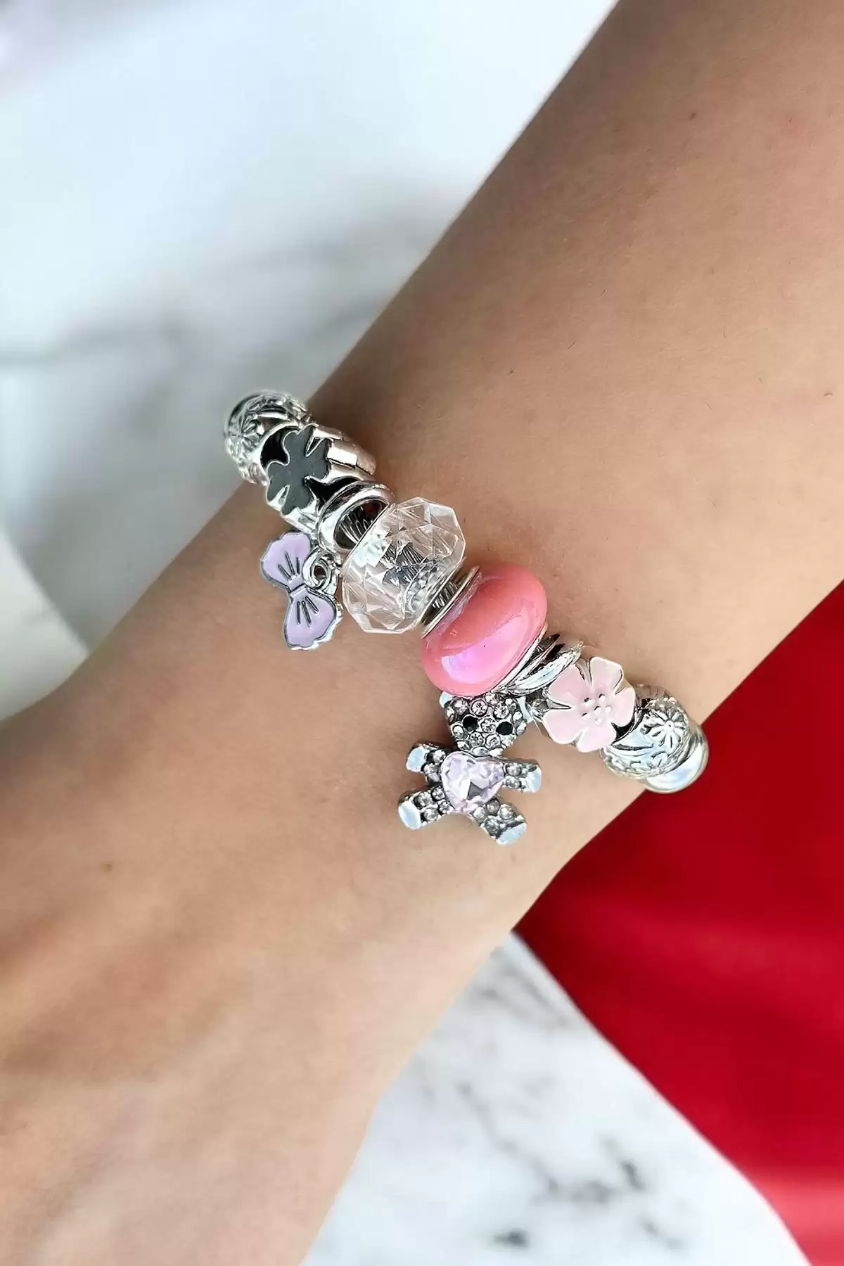 Gümüş Renk Karışık Figürlü Çelik Pandora Bileklik
