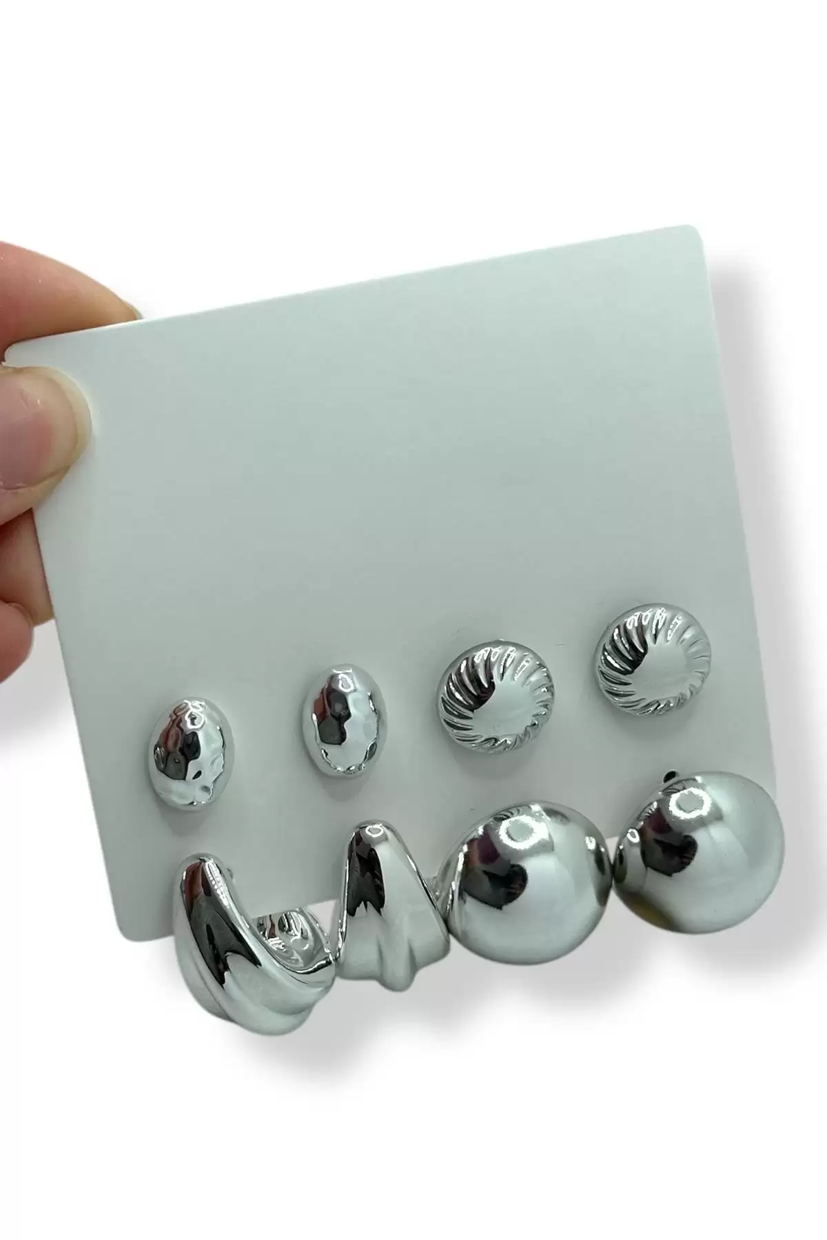 Gümüş Renk Karışık Figürlü Küpe Set