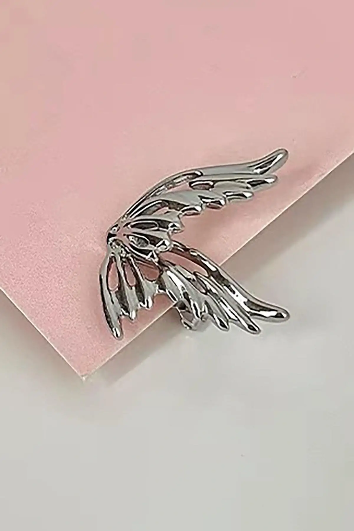 Gümüş Renk Kelebek Figürlü 14K Altın Kaplama TX Ear Cuff (Tek)