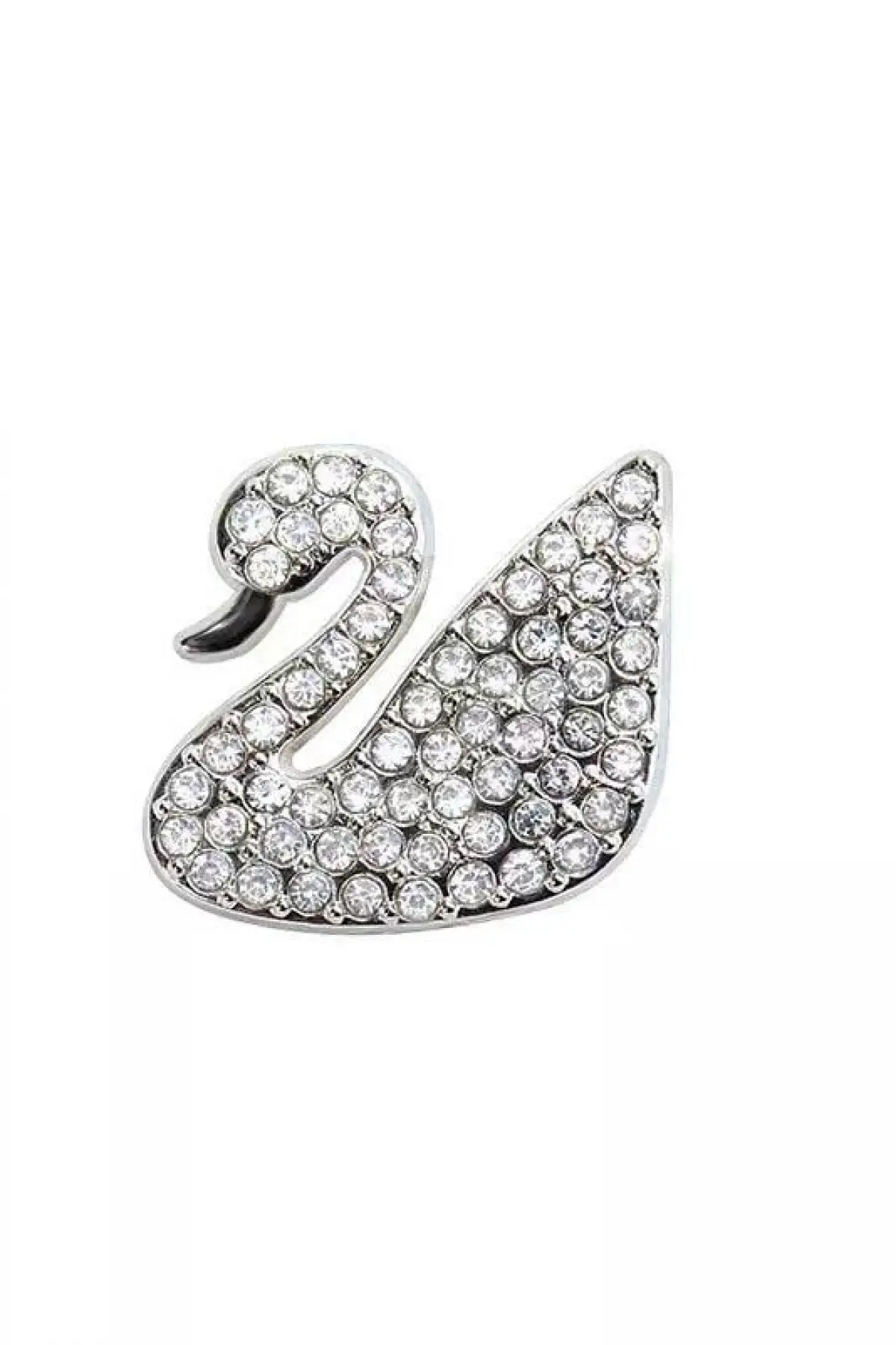 Gümüş Renk Kuğu Figürlü Taş Detaylı Cerrahi Çelik Tragus/Kıkırdak Küpe/Piercing (Tek)