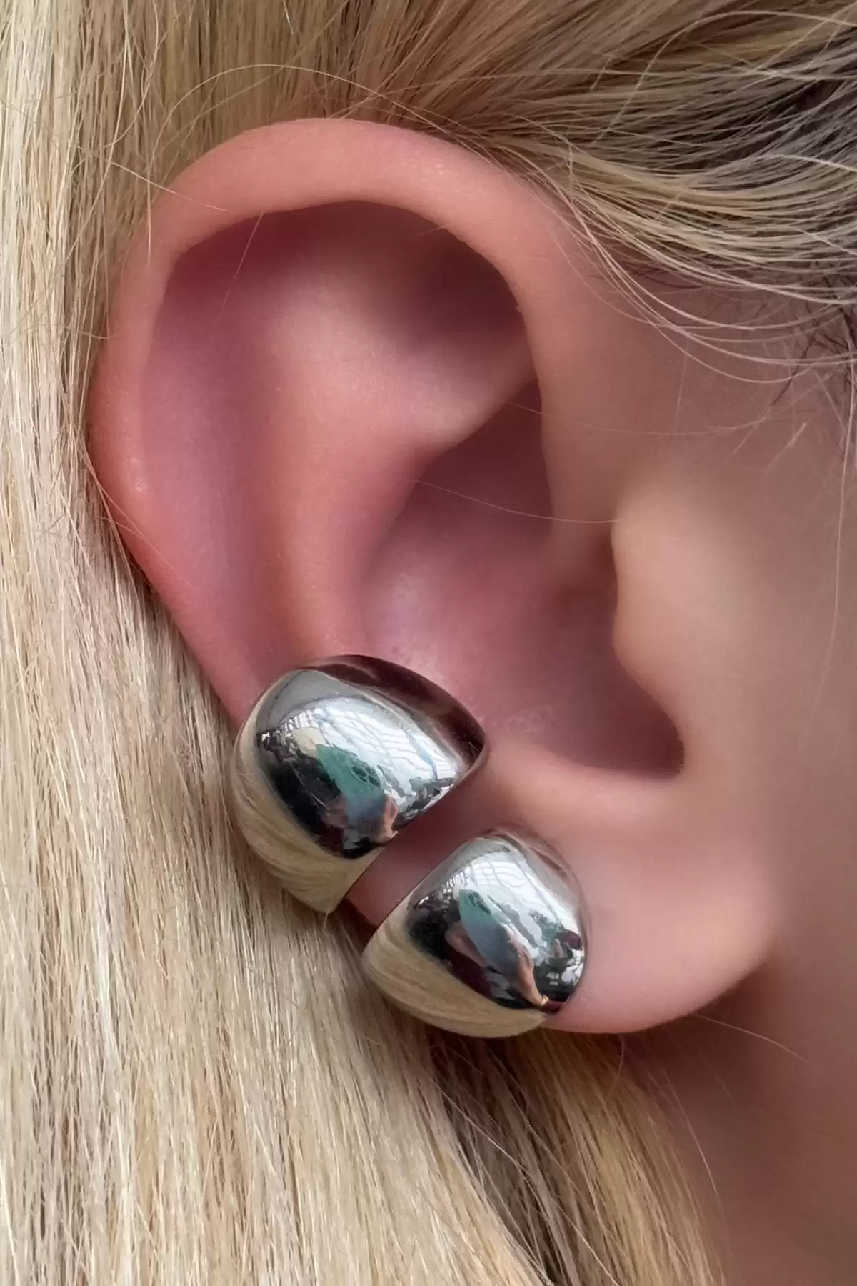 Gümüş Renk Metal Ear Cuff Küpe (Tek)