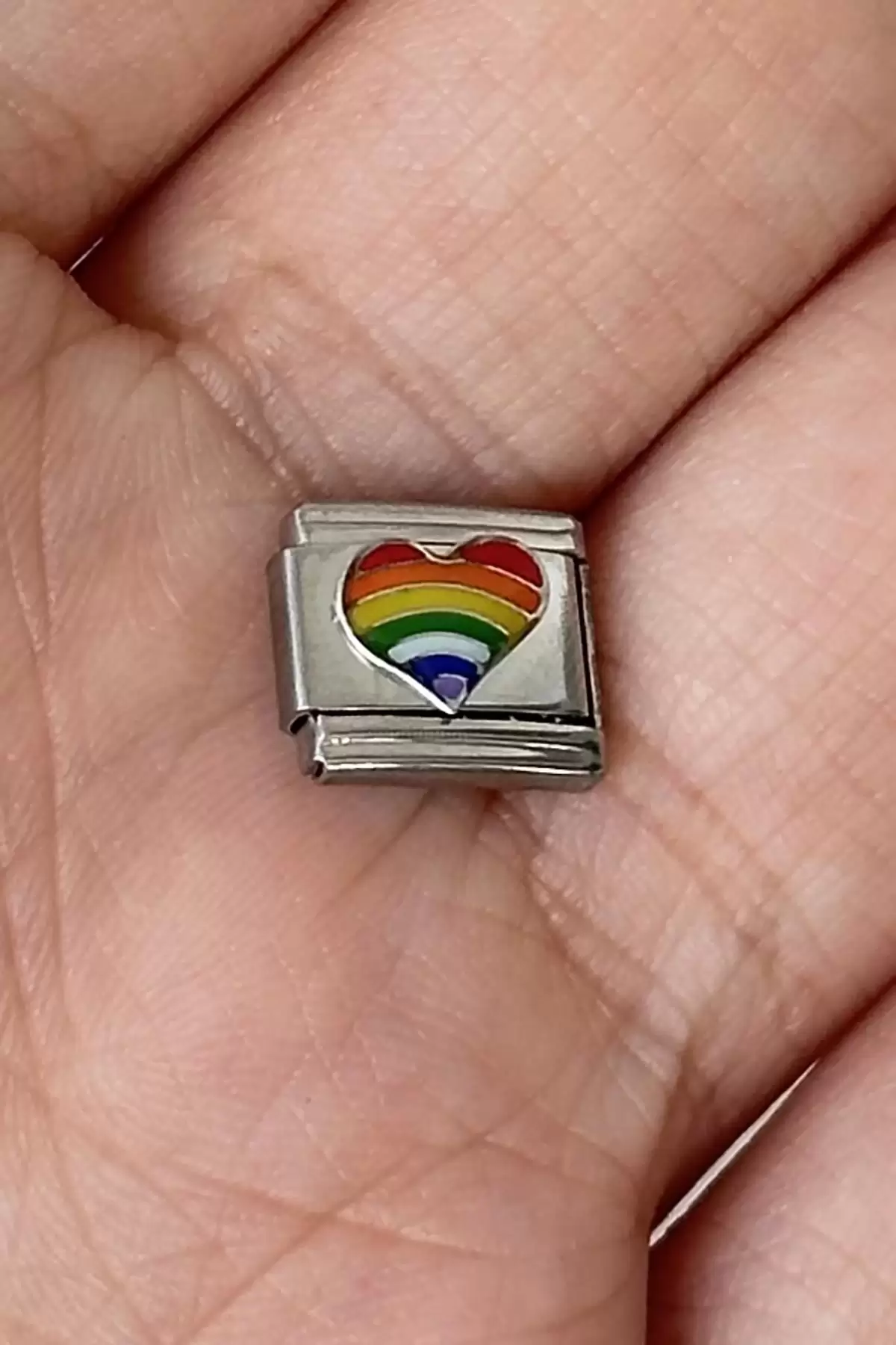 Gümüş Renk Renkli Kalp Figürlü Çelik Nomination Charm (Tek)
