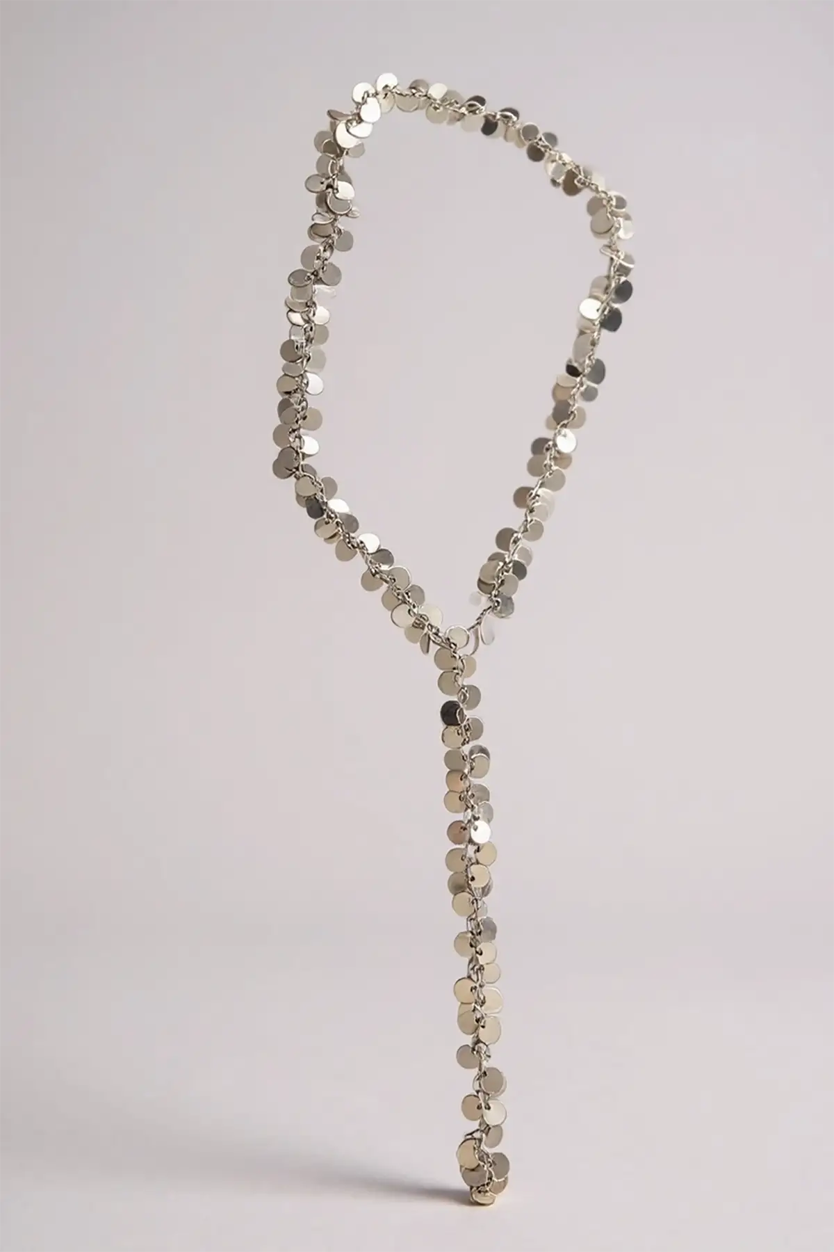 Gümüş Renk Saçaklı Çelik Y Kolye