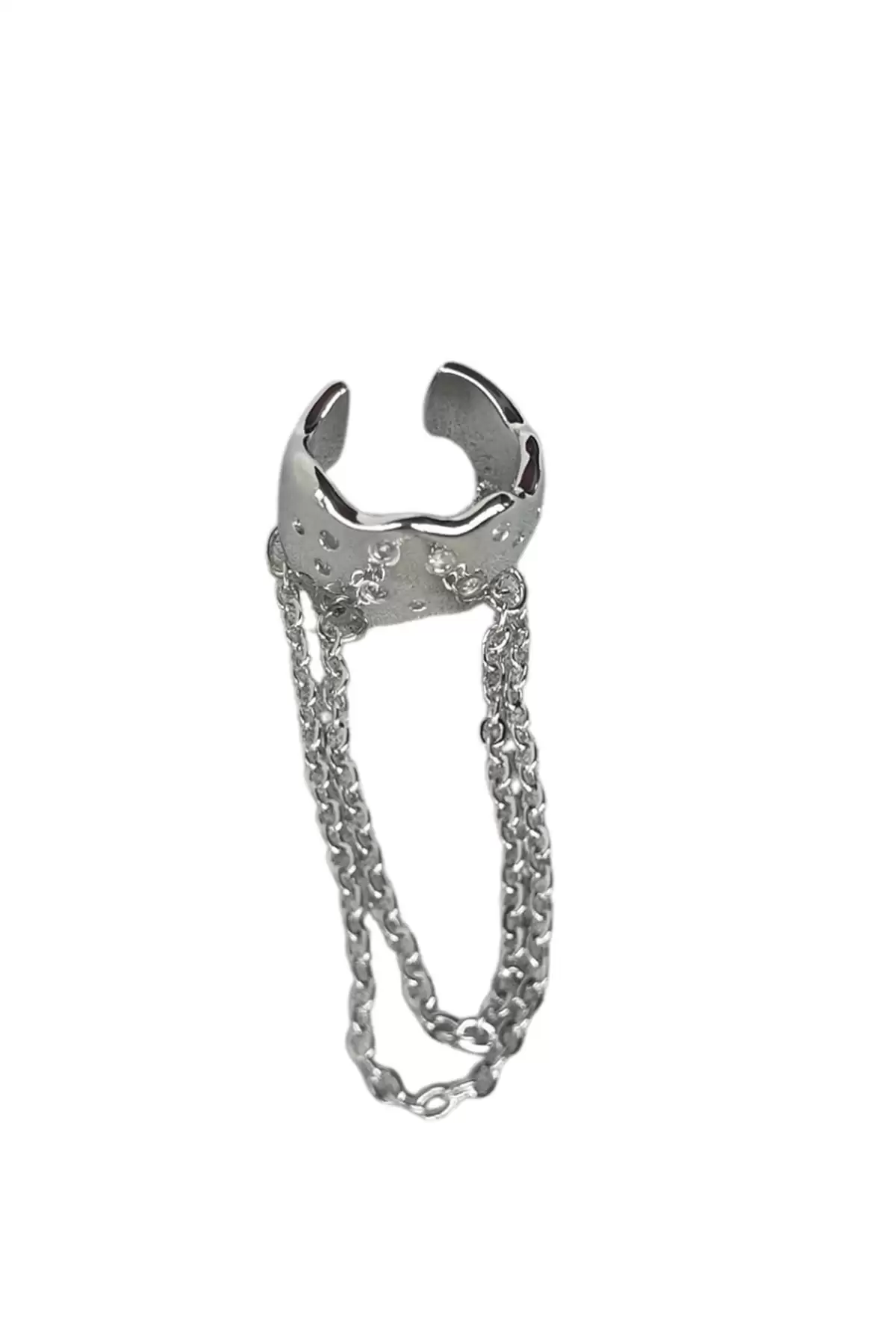 Gümüş Renk Sallantılı Ear Cuff (Tek)