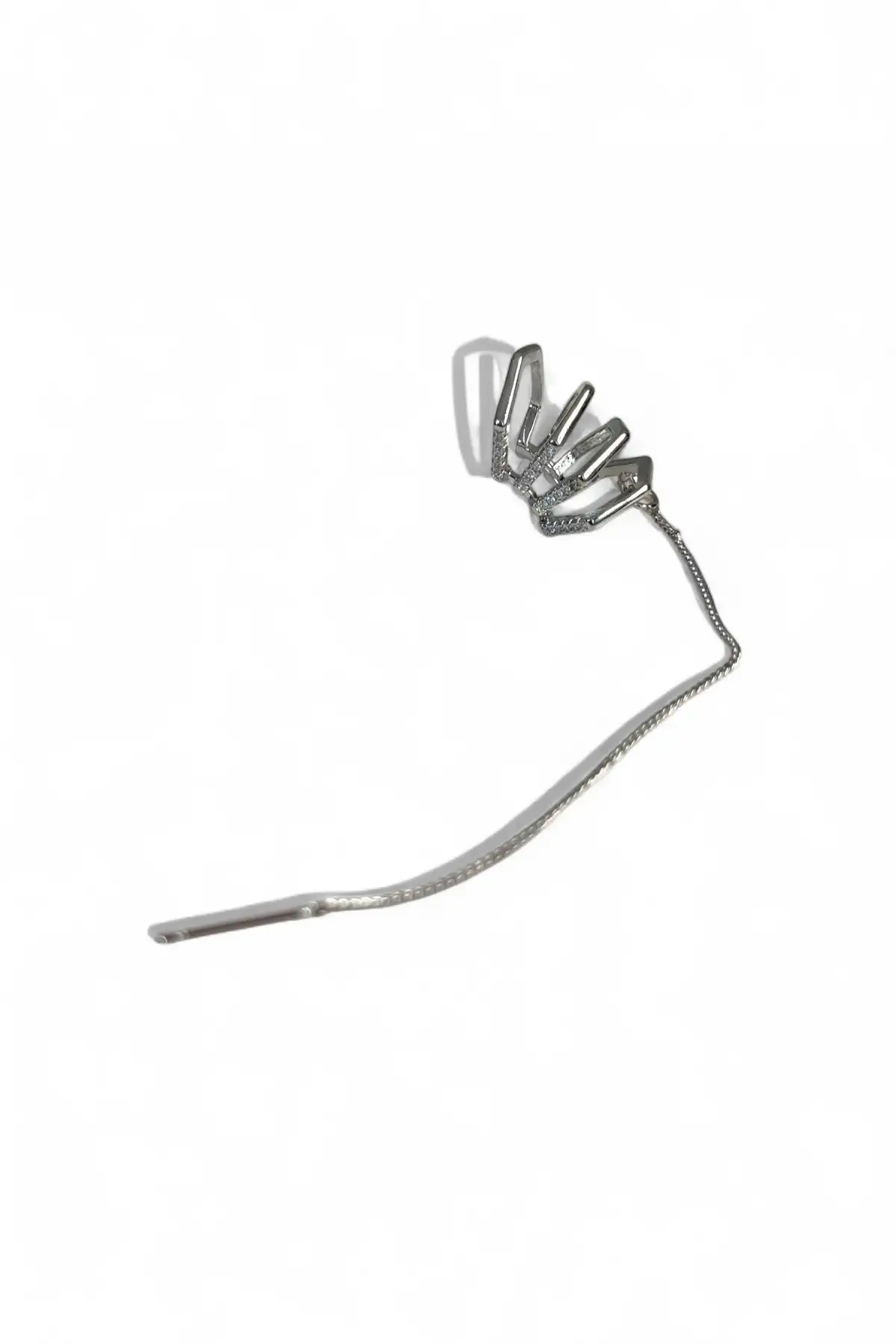 Gümüş Renk Sallantılı Ear Cuff (Tek)