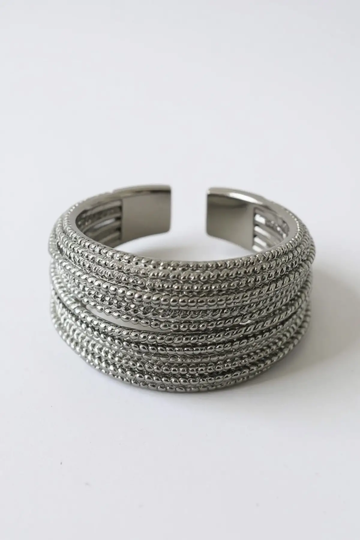 Gümüş Renk Taş Ayarlanabilir Çelik Yüzük