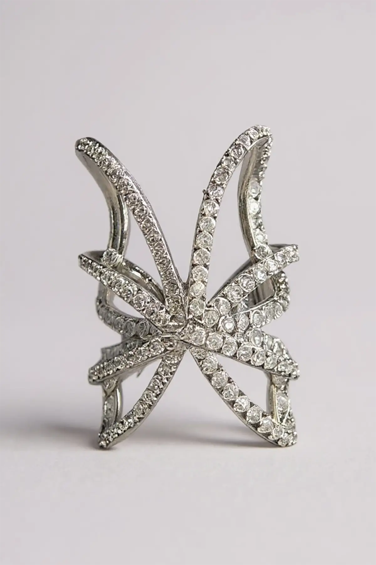 Gümüş Renk Taş Detaylı 14K Altın Kaplama TX Ear Cuff (Tek)