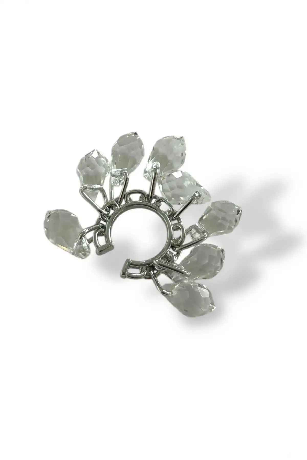 Gümüş Renk Taş Detaylı 14K Altın Kaplama TX Ear Cuff (Tek)