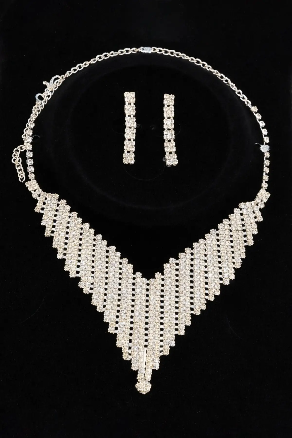 Gümüş Renk Taş Detaylı Abiye Set