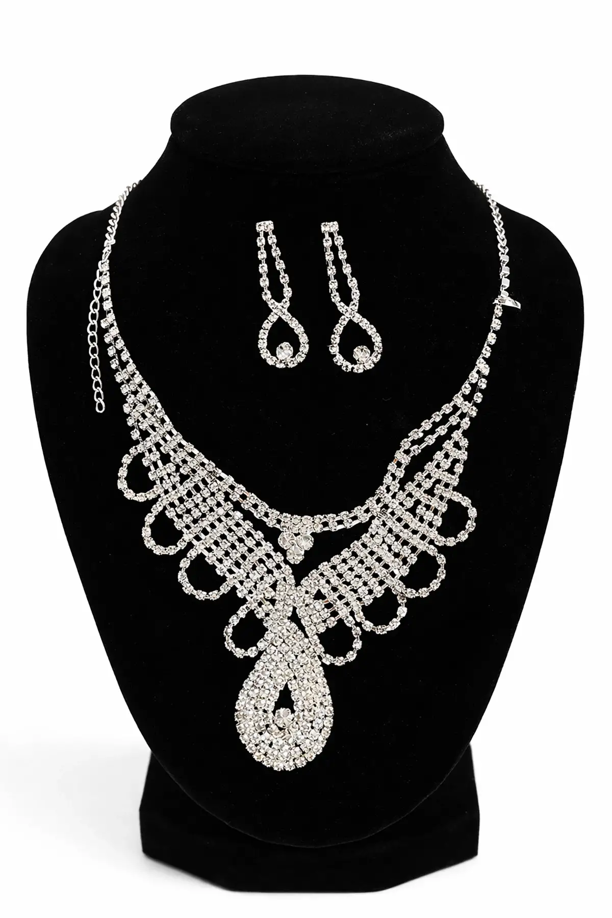 Gümüş Renk Taş Detaylı Abiye Set