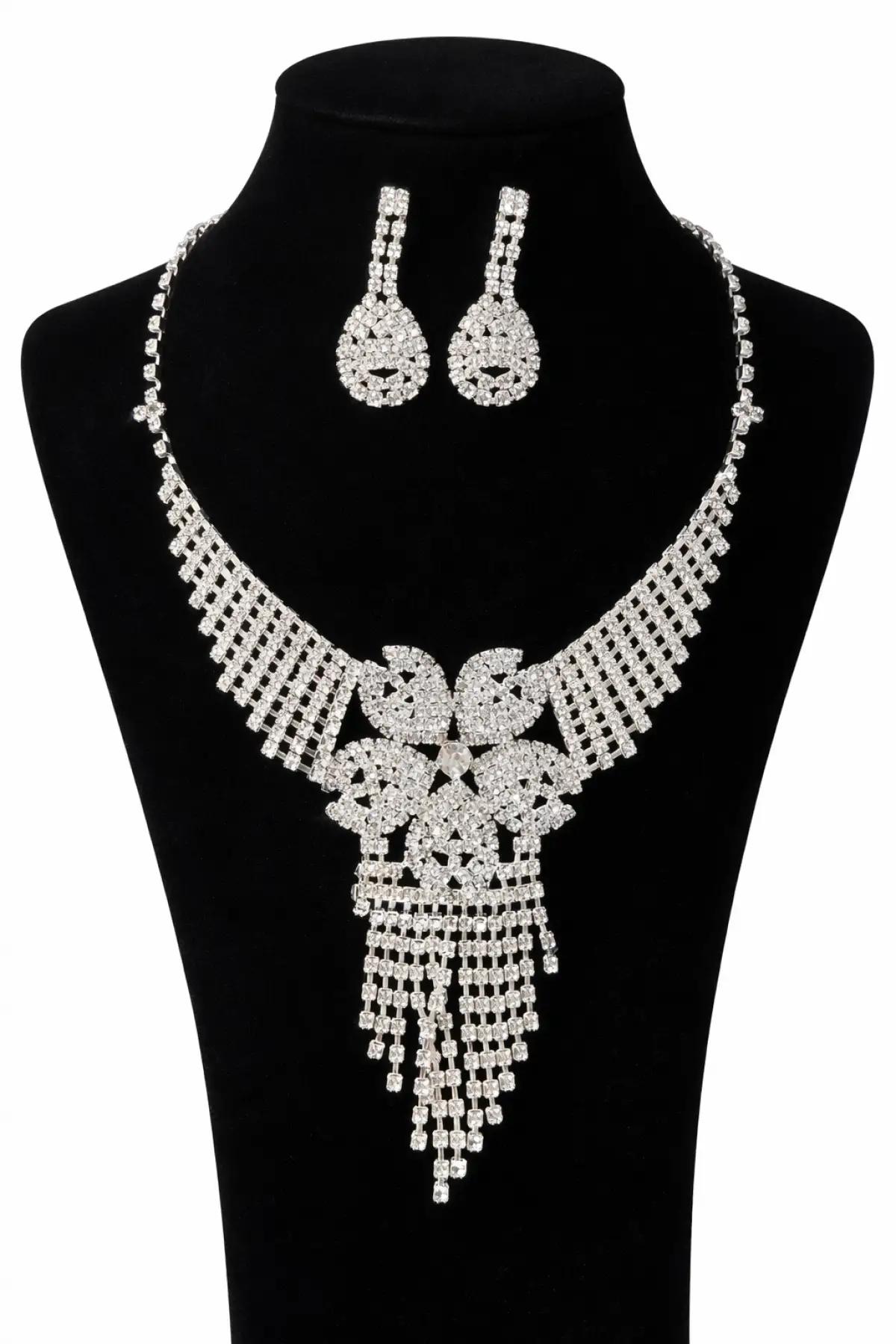 Gümüş Renk Taş Detaylı Abiye Set