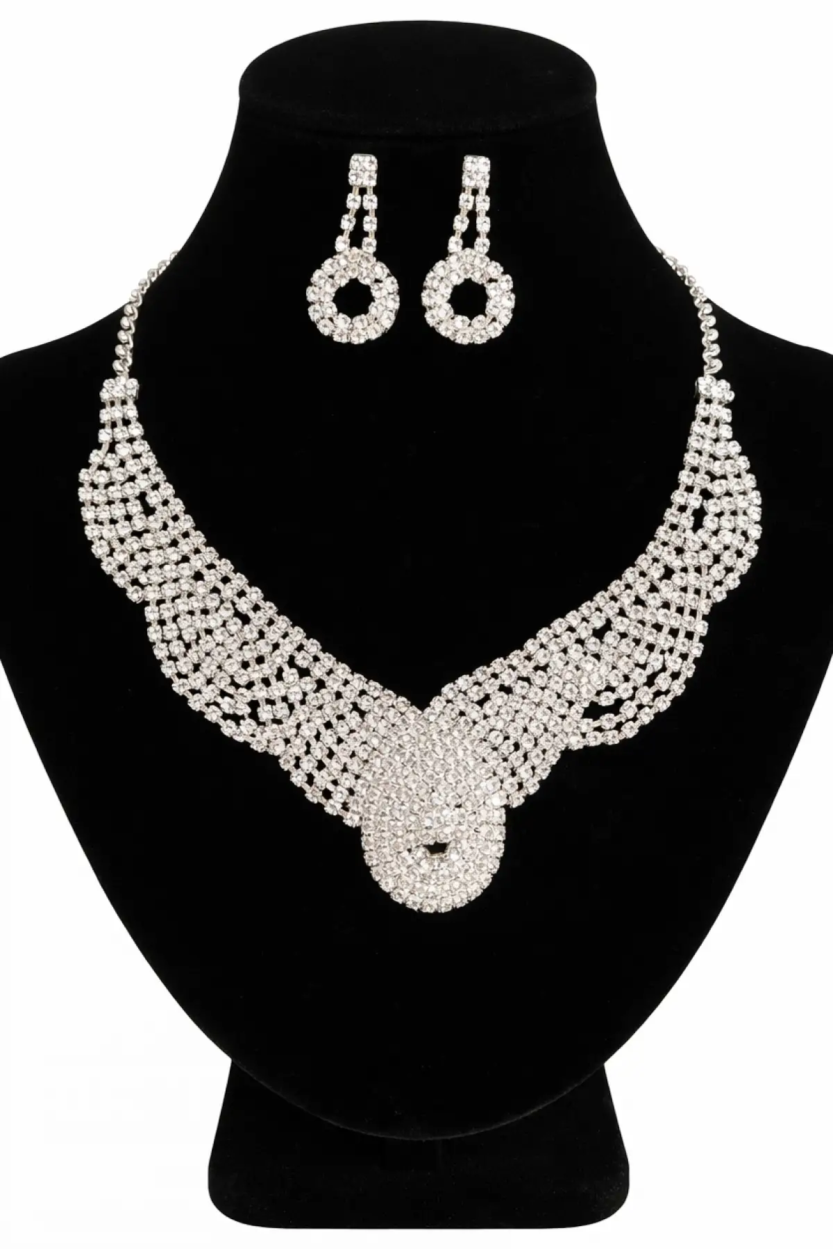 Gümüş Renk Taş Detaylı Abiye Set