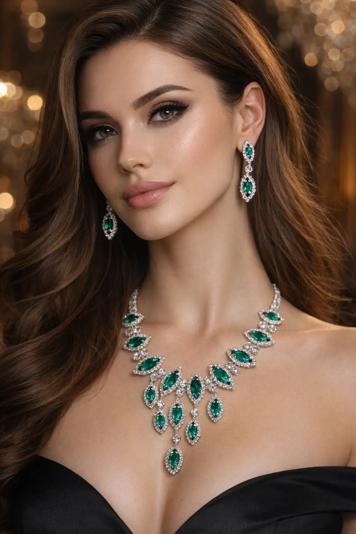 Gümüş Renk Taş Detaylı Abiye Set