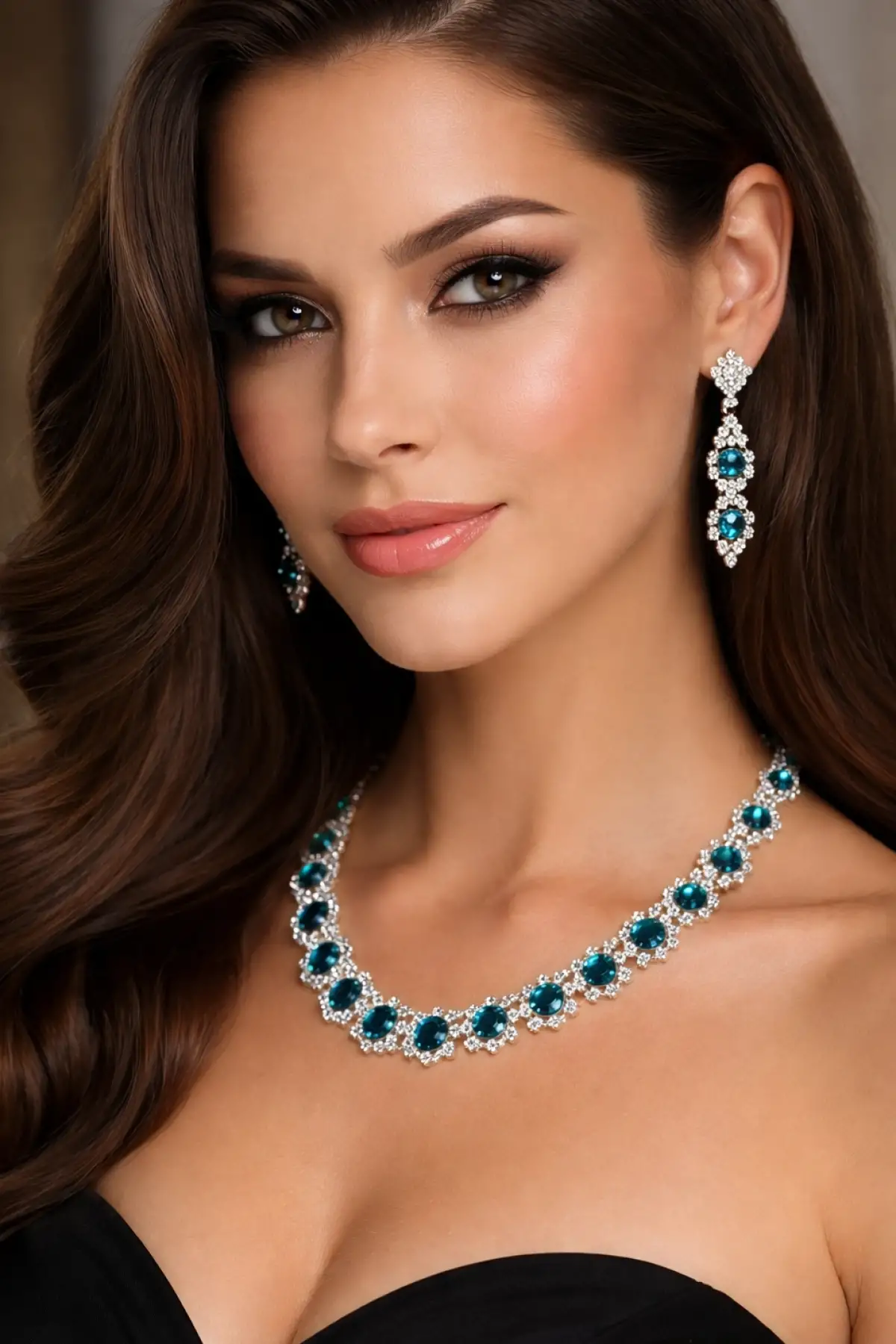 Gümüş Renk Taş Detaylı Abiye Set