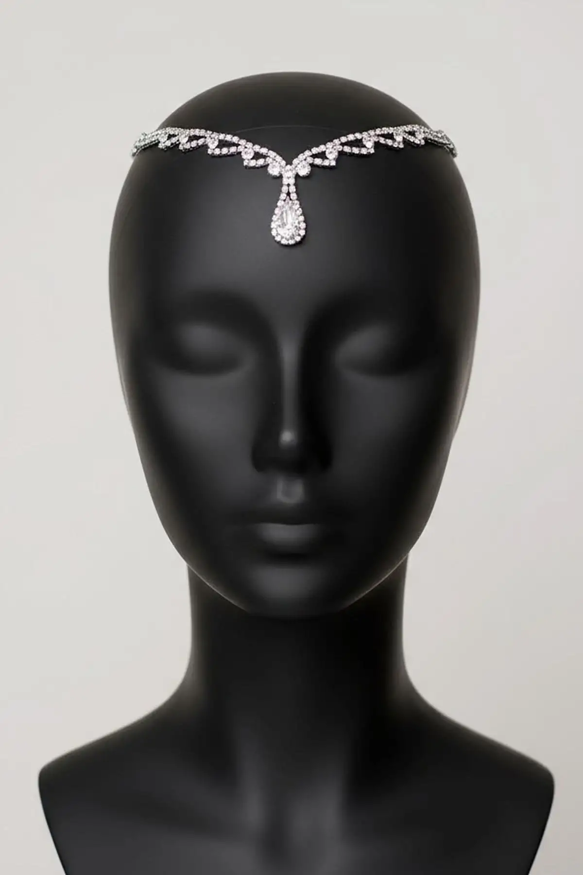 Gümüş Renk Taş Detaylı Alınlık/Kına Aksesuarı