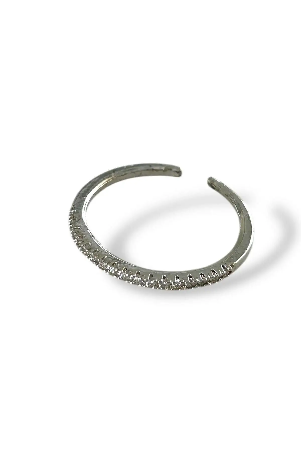 Gümüş Renk Taş Detaylı Ayarlanabilir Yüzük