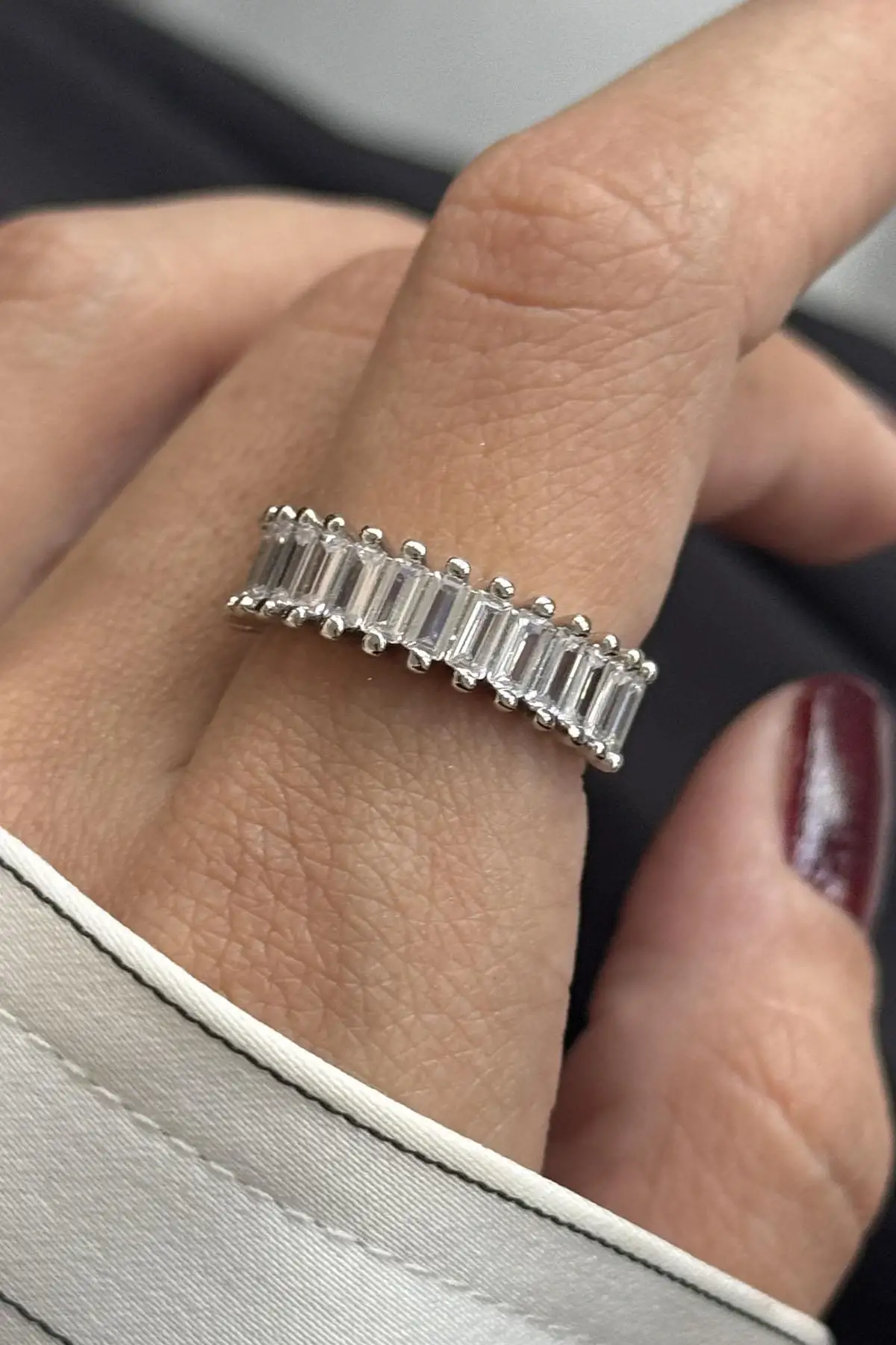 Gümüş Renk Taş Detaylı Ayarlanabilir Yüzük