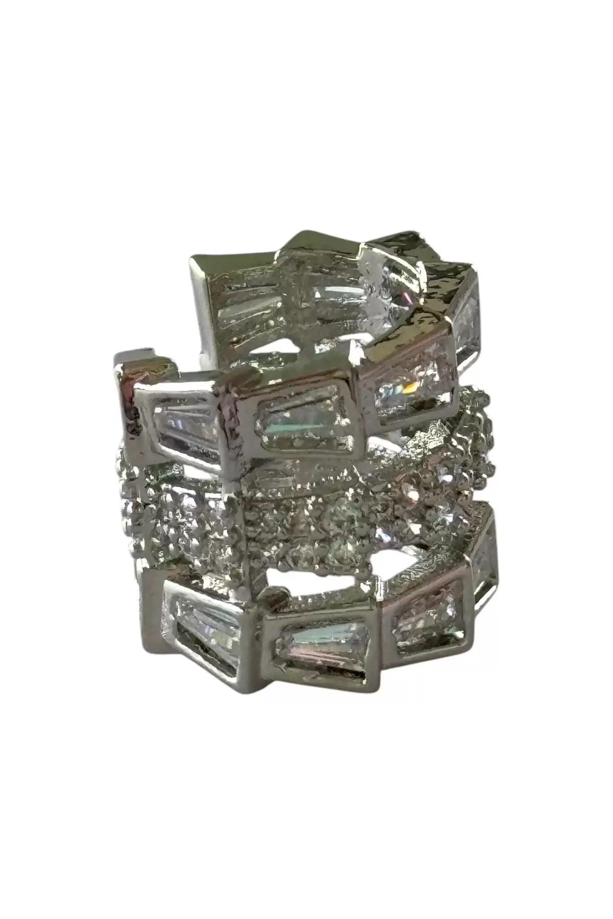Gümüş Renk Taş Detaylı Ear Cuff Küpe (Tek)