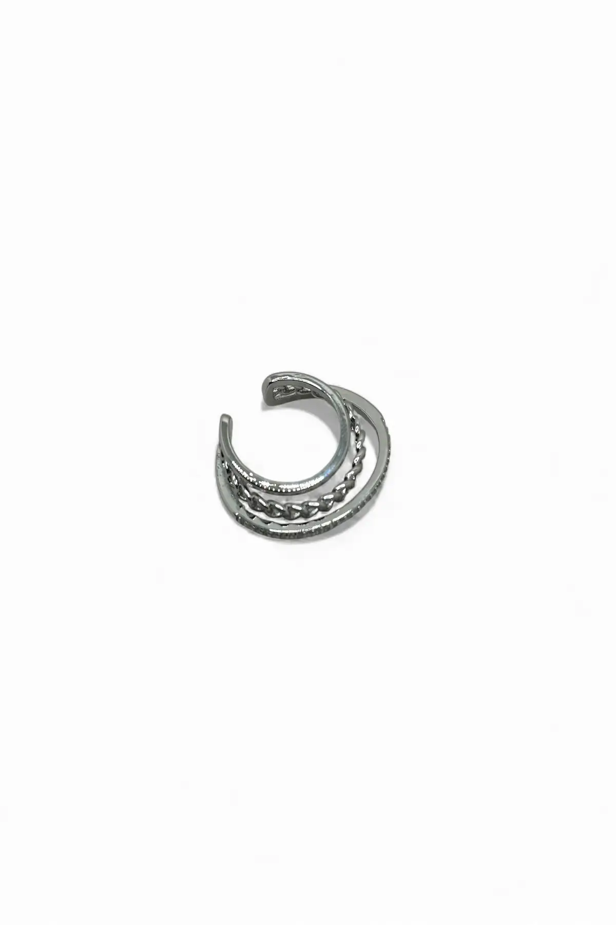 Gümüş Renk Taş Detaylı Ear Cuff (Tek)