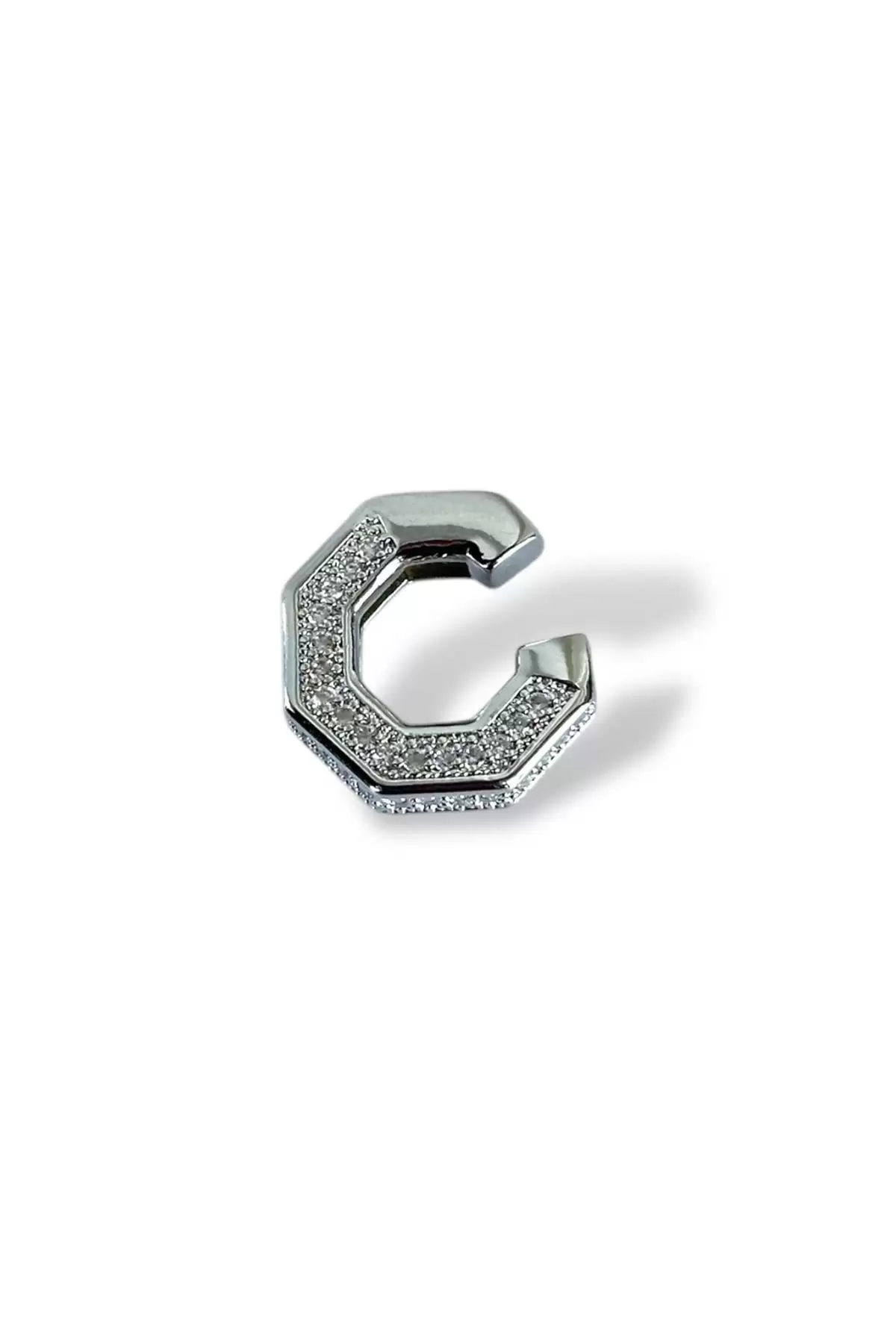 Gümüş Renk Taş Detaylı Ear Cuff (Tek)
