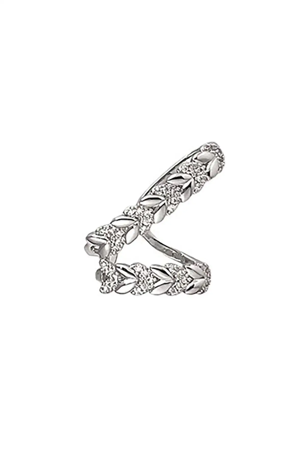 Gümüş Renk Taş Detaylı Ear Cuff (Tek)