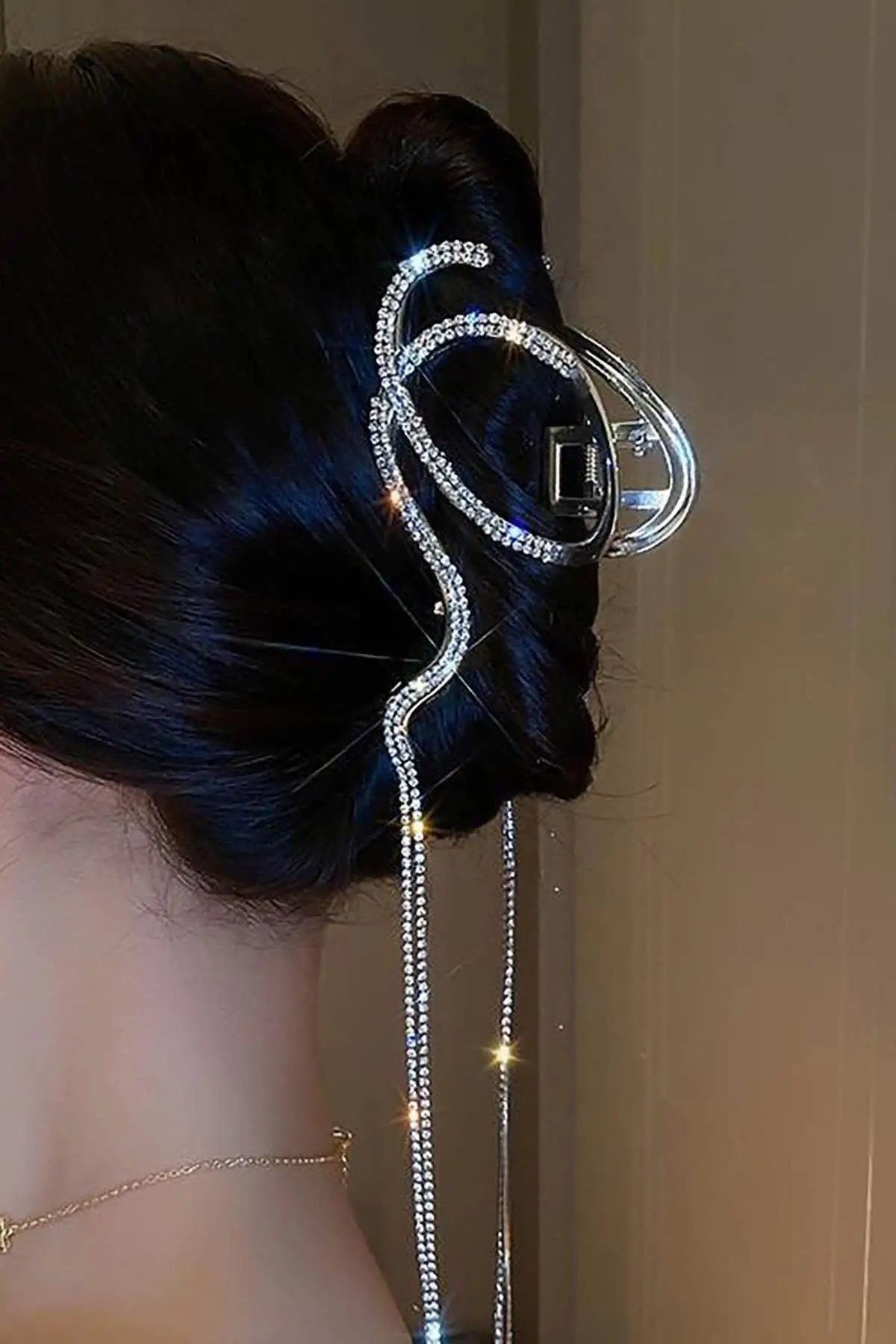 Gümüş Renk Taş Detaylı Metal Mandal Toka