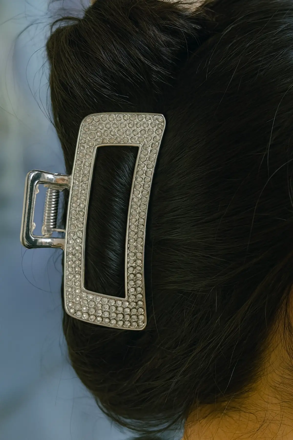 Gümüş Renk Taş Detaylı Metal Mandal Toka