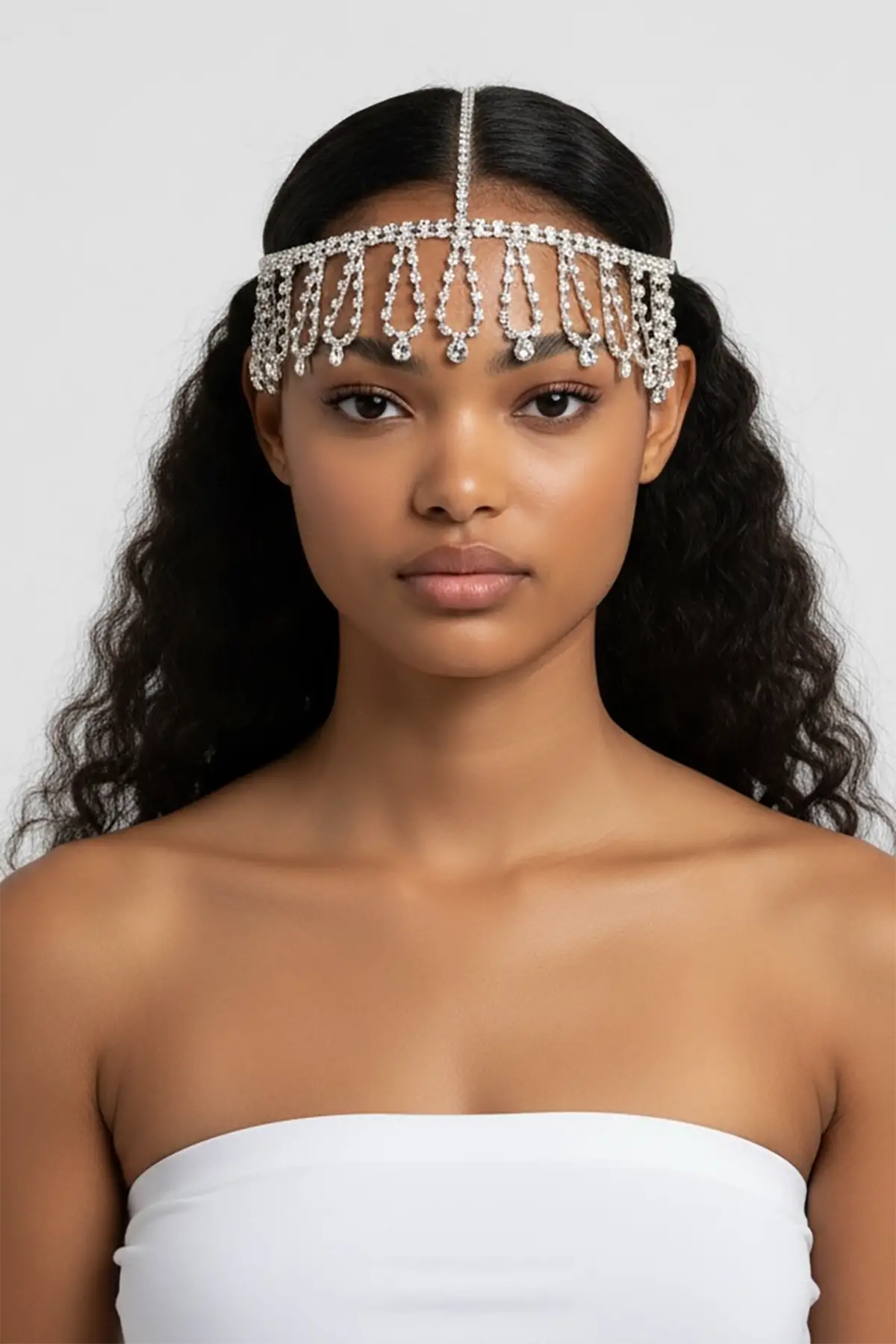 Gümüş Renk Taş Detaylı Saç Aksesuarı/Kına Aksesuarı