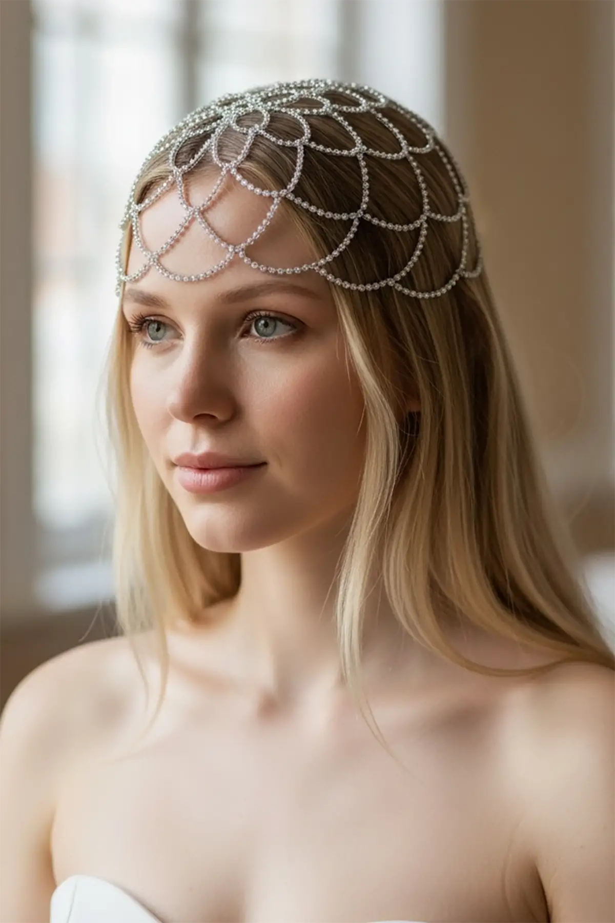 Gümüş Renk Taş Detaylı Saç Aksesuarı/Kına Aksesuarı