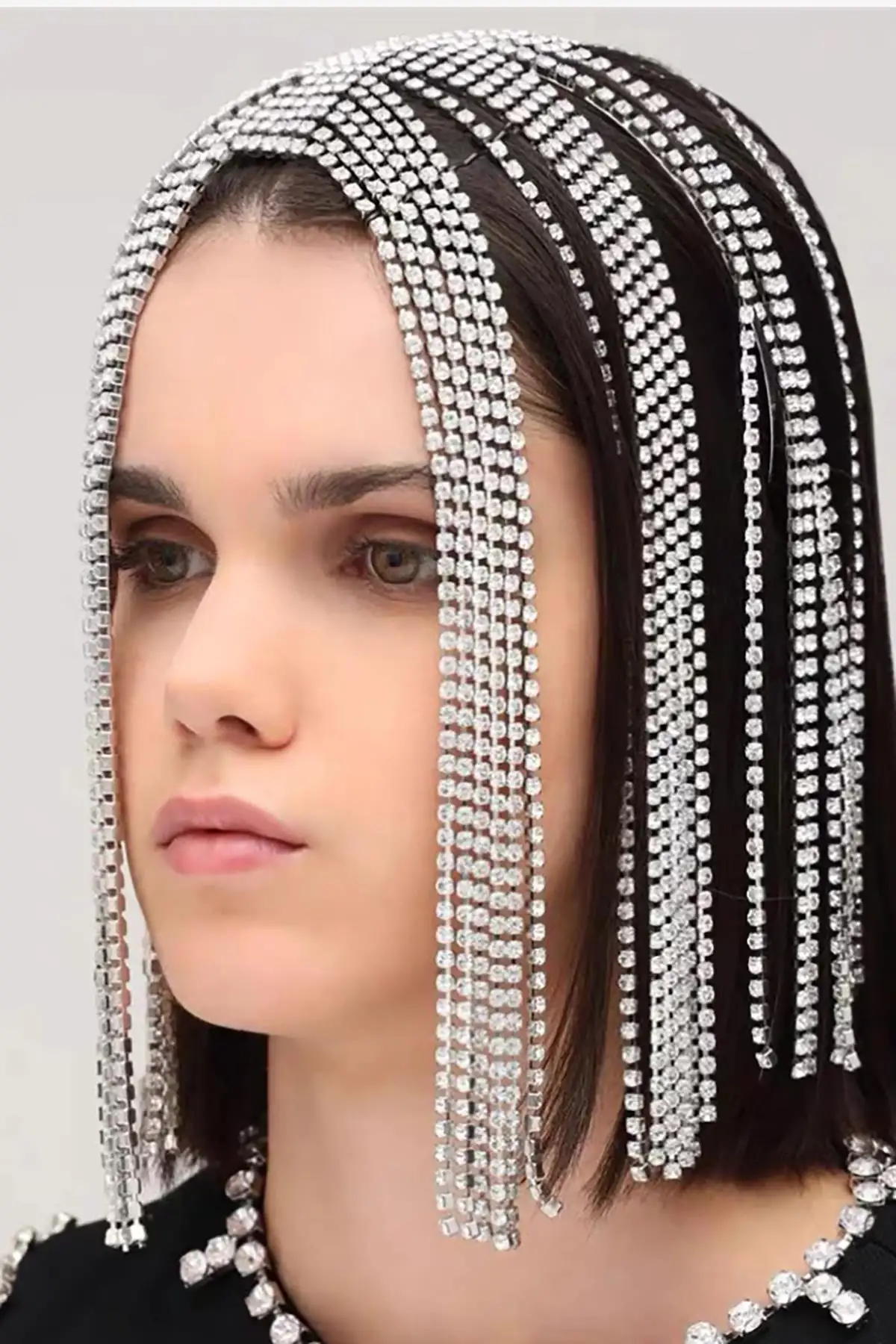 Gümüş Renk Taş Detaylı Saç Aksesuarı/Kına Aksesuarı