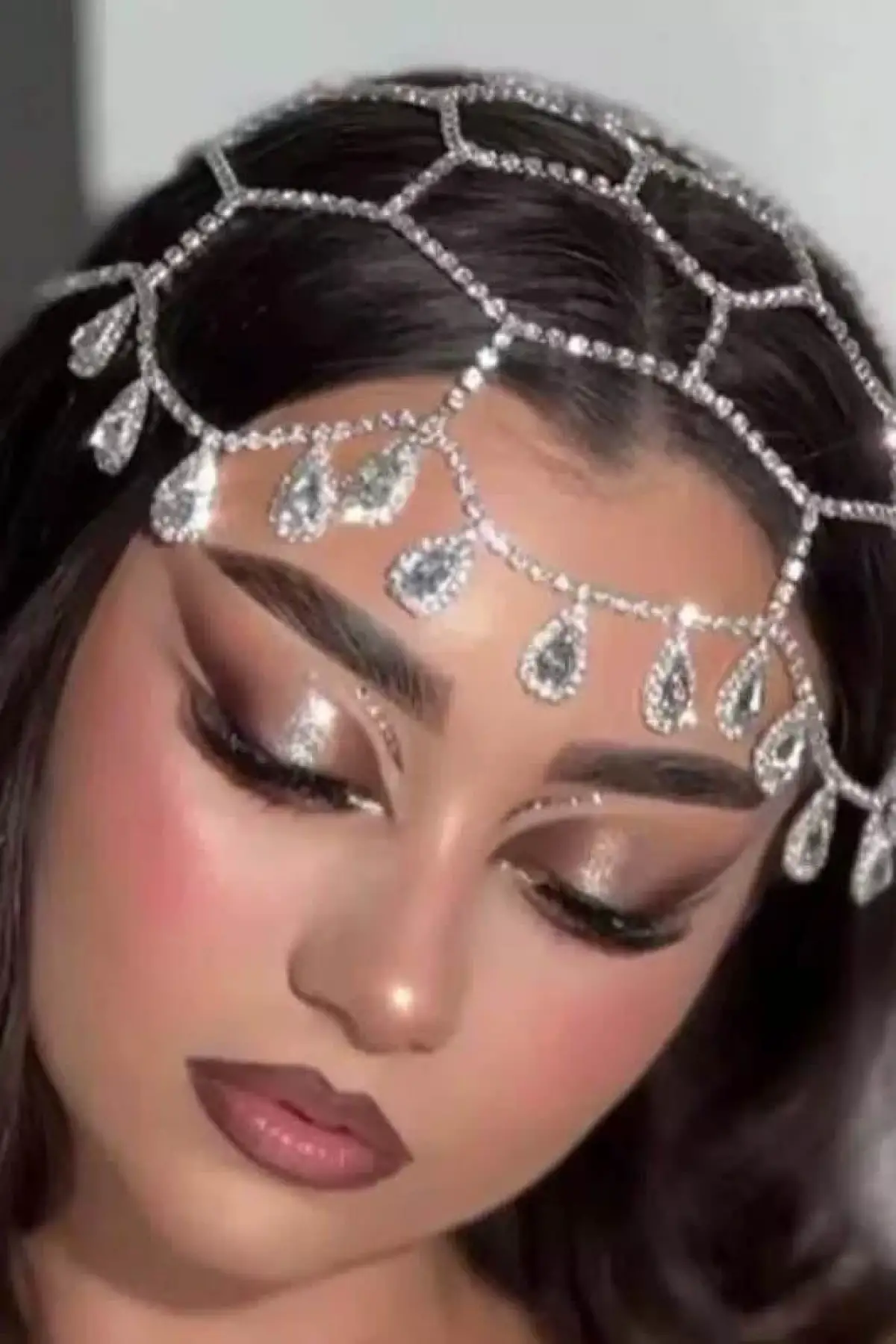 Gümüş Renk Taş Detaylı Saç Aksesuarı/Kına Aksesuarı