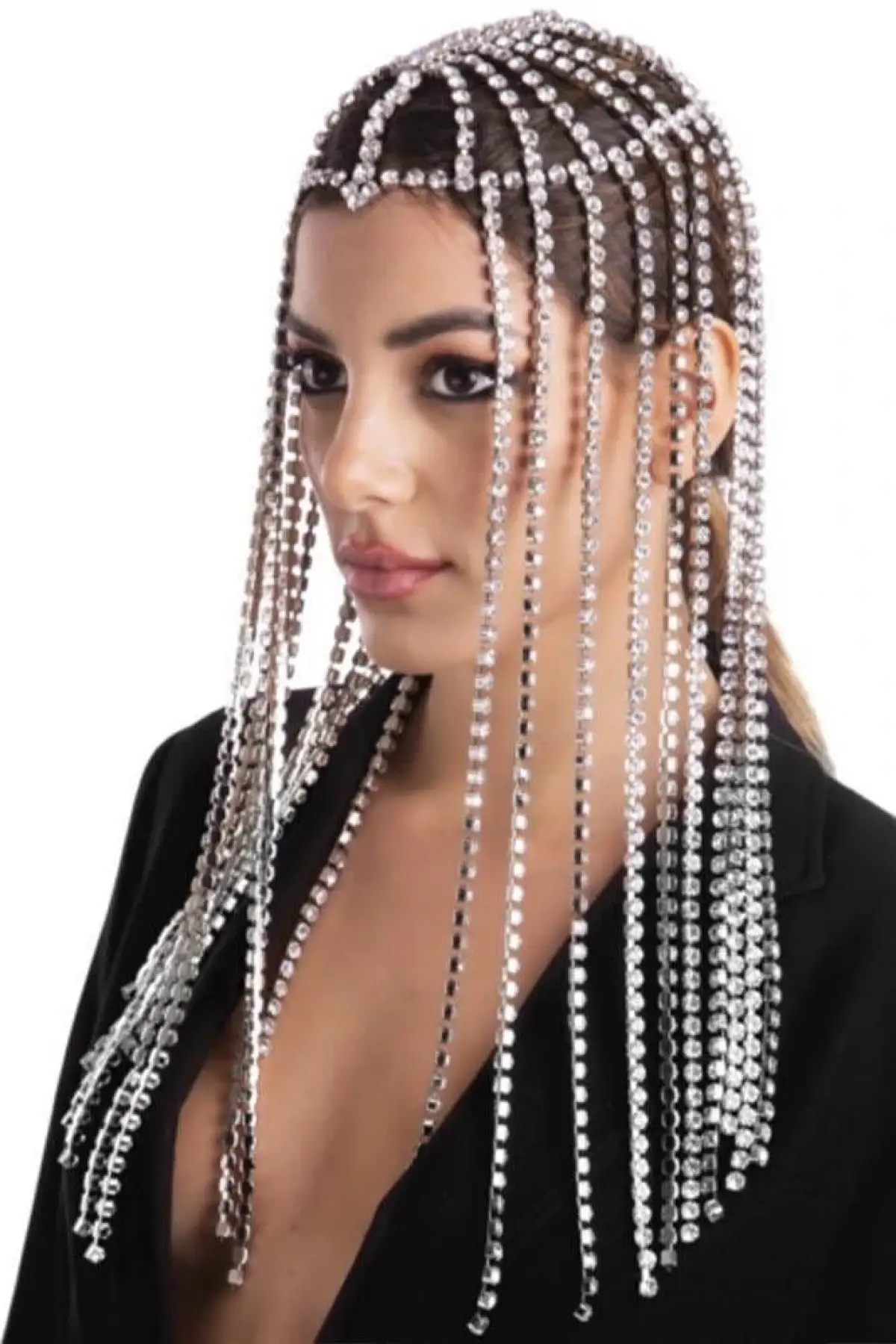 Gümüş Renk Taş Detaylı Saç Aksesuarı/Kına Aksesuarı