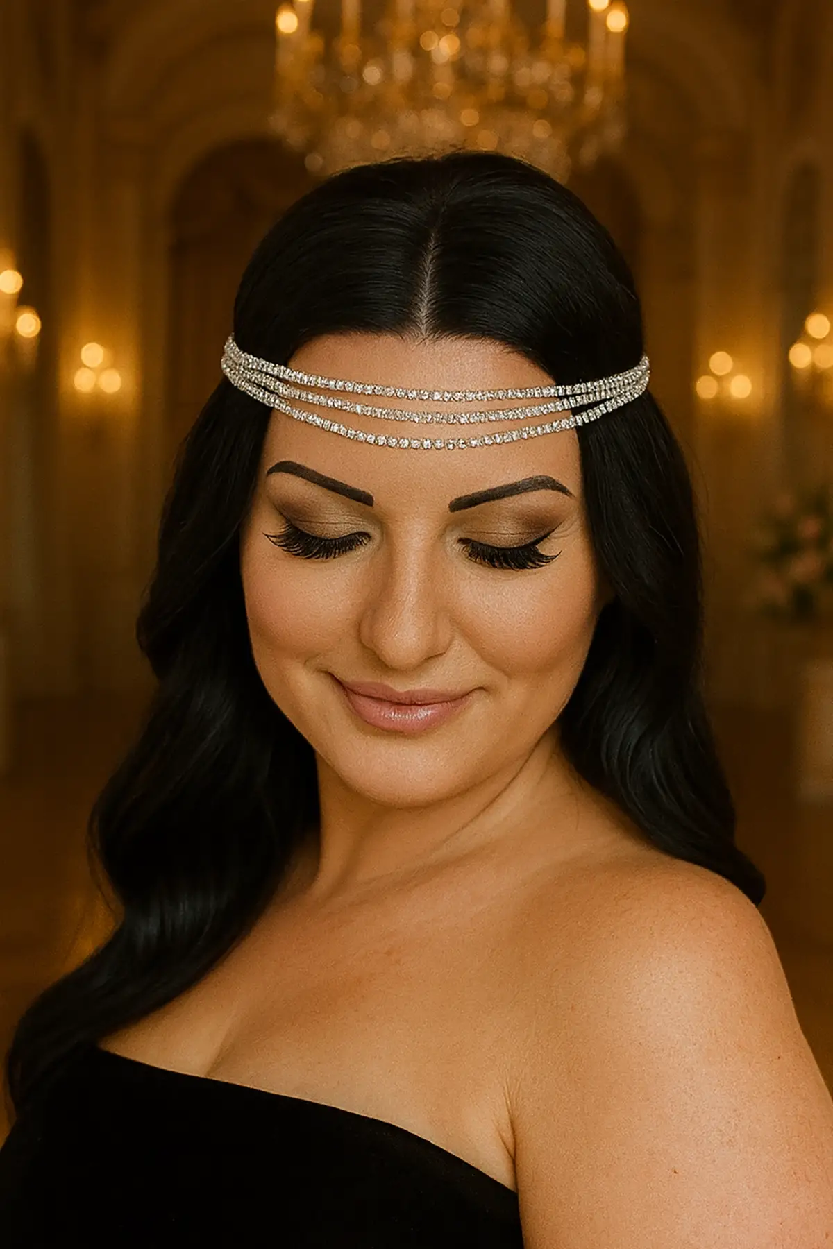 Gümüş Renk Taş Detaylı Saç Aksesuarı/Kına Aksesuarı