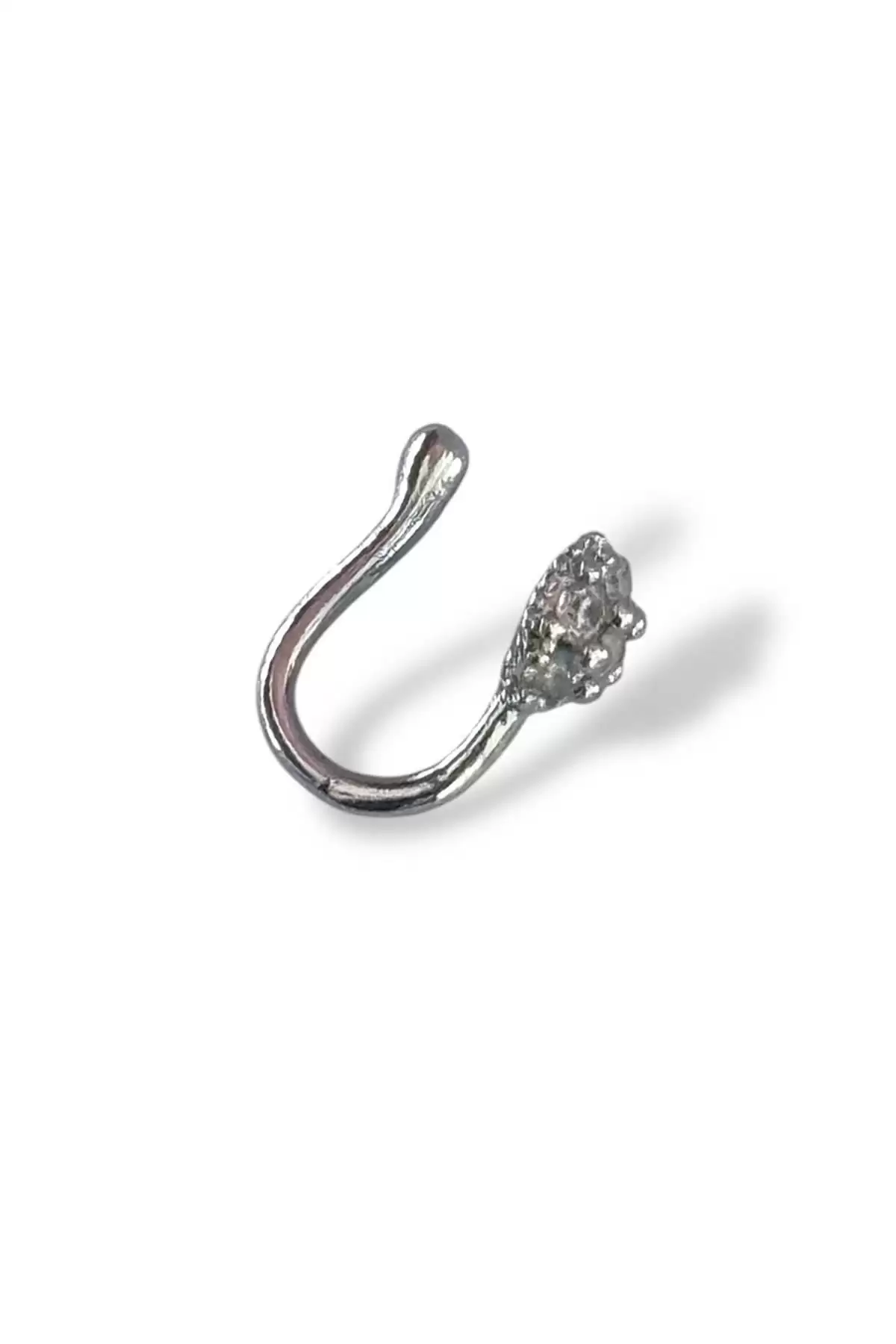 Gümüş Renk Taş Detaylı Sıkıştırmalı Deliksiz Hızma Piercing (Tek)