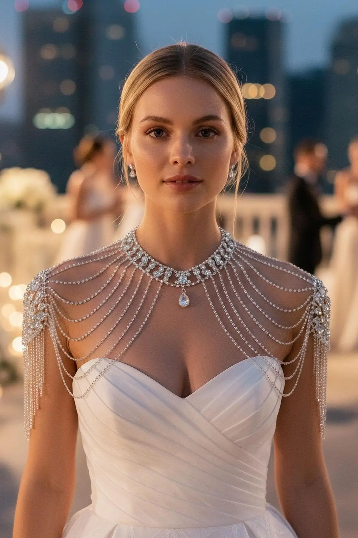 Gümüş Renk Taş Detaylı Tasarım Vücut Aksesuar